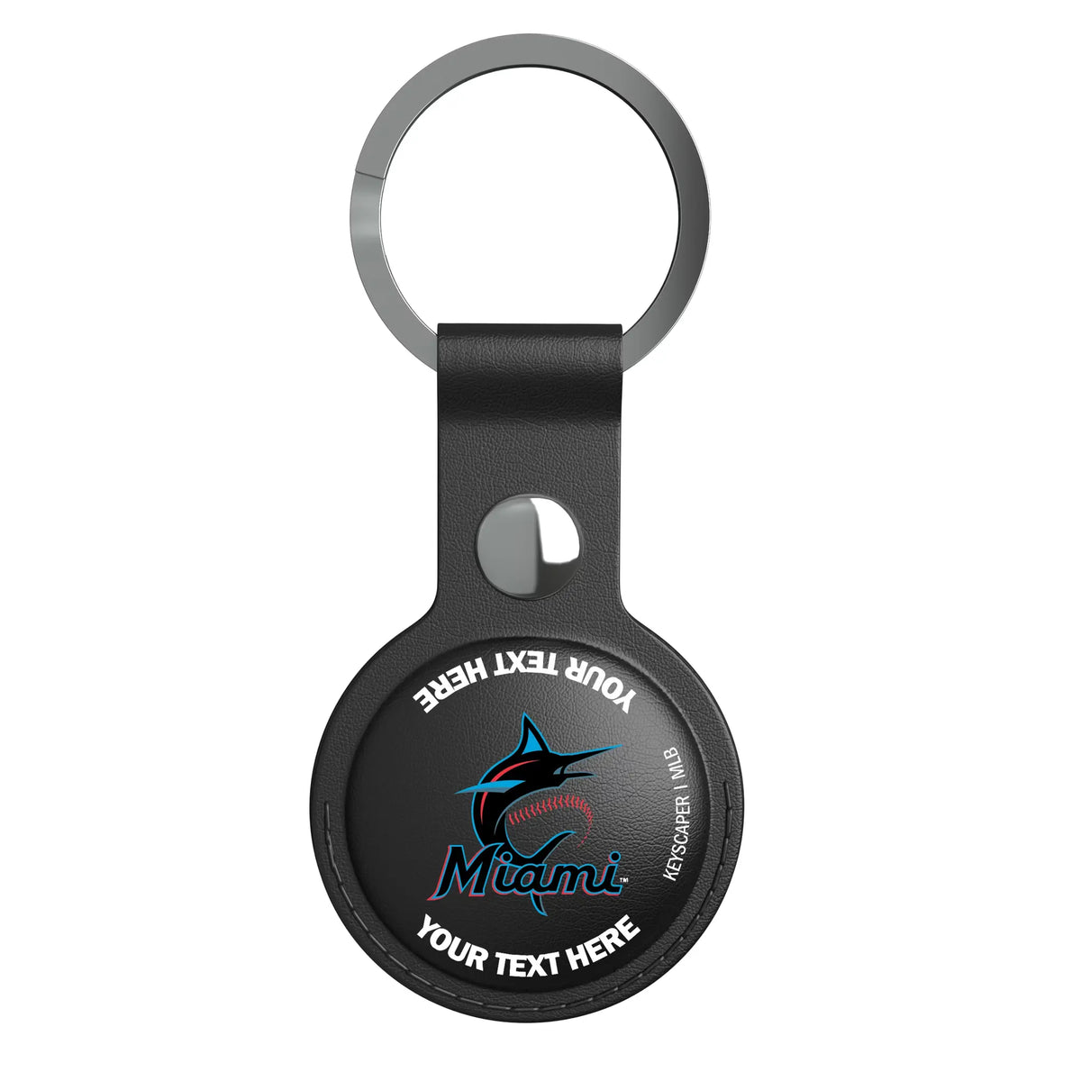Miami Marlins Personalized Insignia AirTag Black Airtag Holder