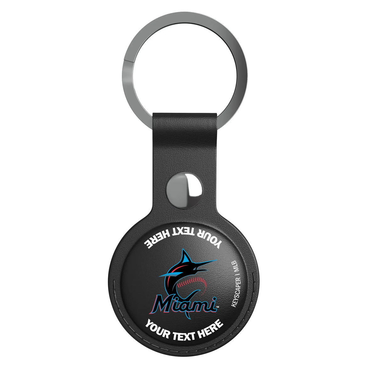Miami Marlins Personalized Insignia AirTag Black Airtag Holder