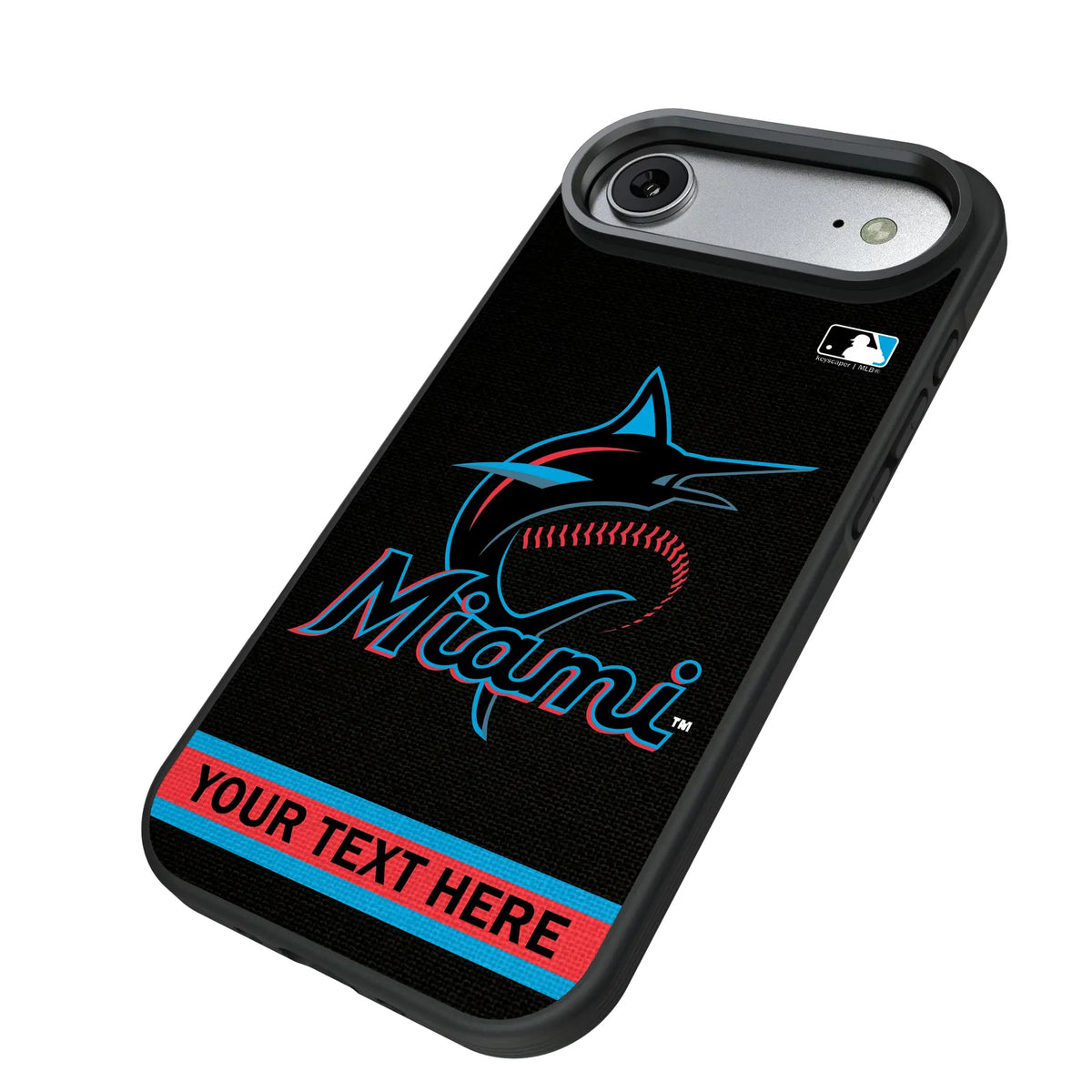 Miami Marlins Personalized Stripe iPhone Bump Phone Case for Apple iPhone - Isometric View#Device_iPhone Air
