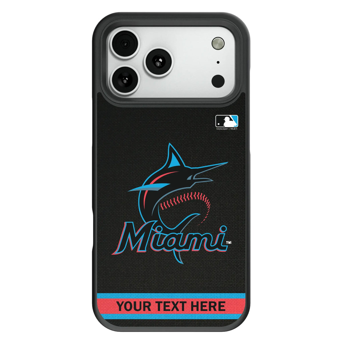 Miami Marlins Personalized Stripe Bump Phone Case for Apple iPhone