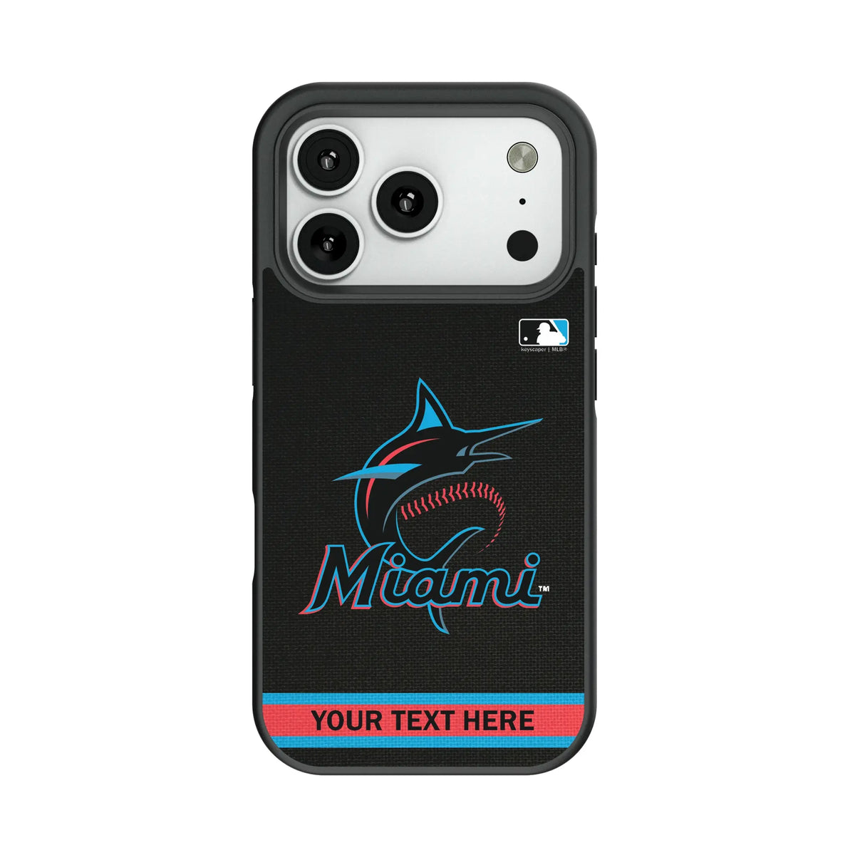 Miami Marlins Personalized Stripe Bump Phone Case for Apple iPhone