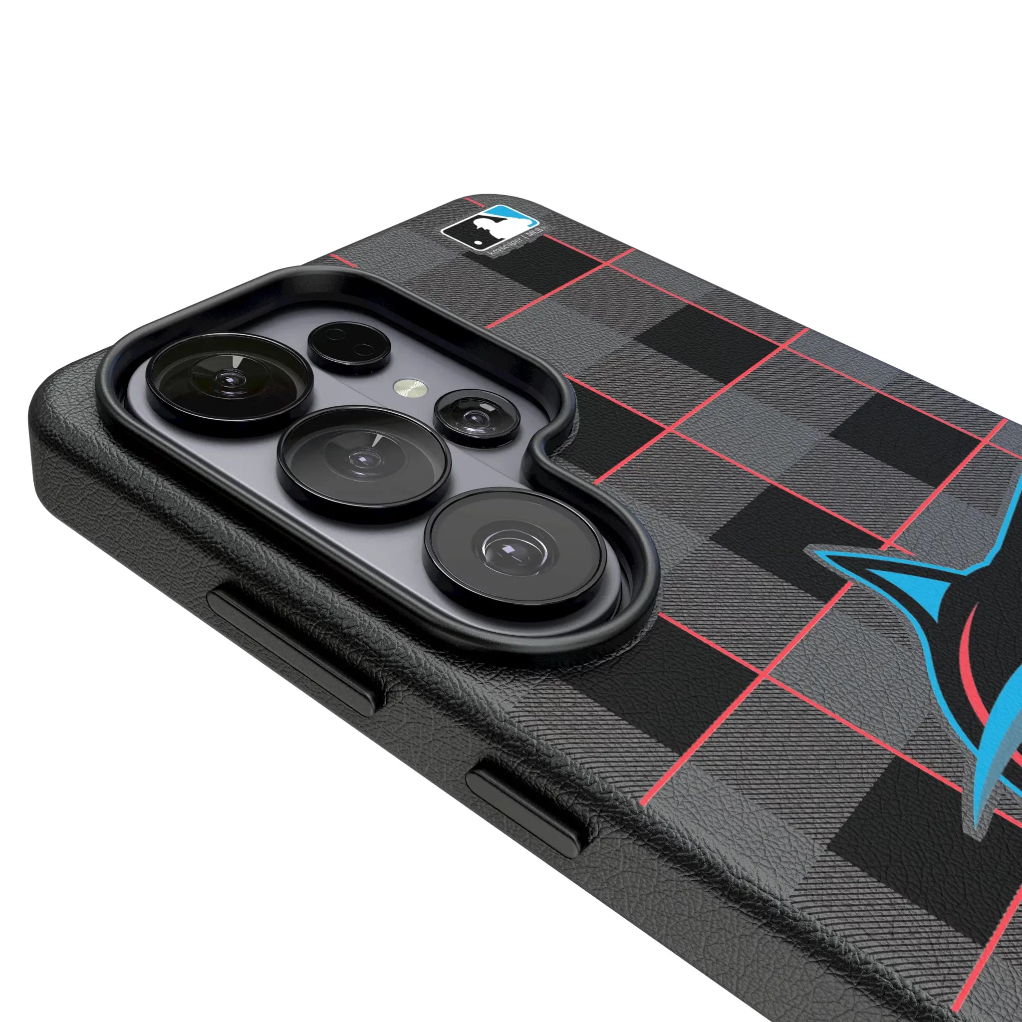 Miami Marlins Plaid Galaxy MagSafe Compatible Phone Case for Samsung Galaxy - Detail#Device_Galaxy S26 Ultra