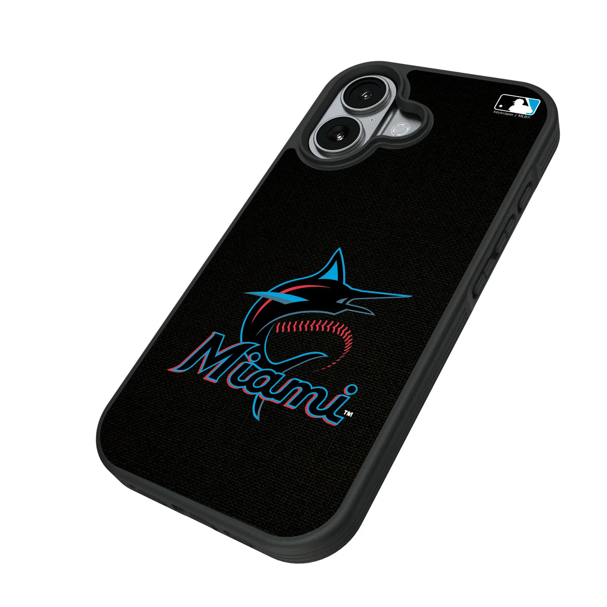 Miami Marlins Solid iPhone Bump Phone Case for Apple iPhone - Isometric View#Device_iPhone 17