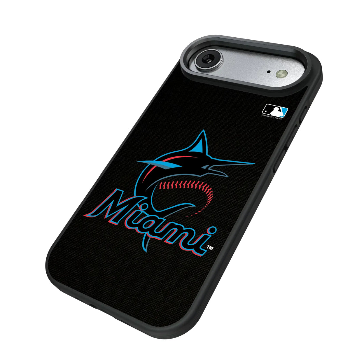 Miami Marlins Solid iPhone Bump Phone Case for Apple iPhone - Isometric View#Device_iPhone Air