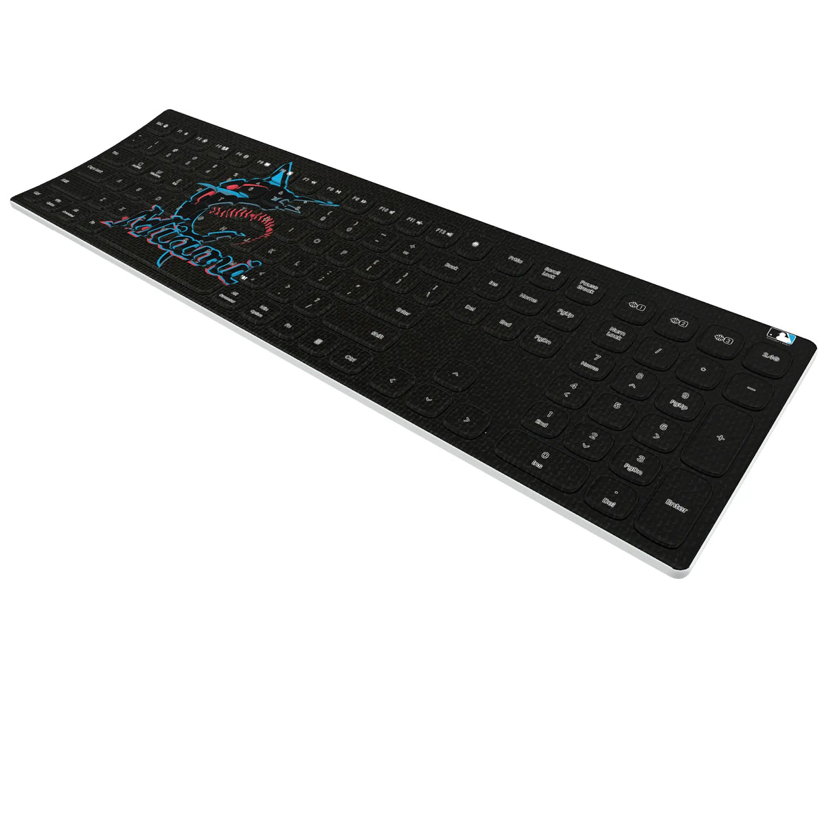 Miami Marlins Solid KKB605 Curved Wireless Keyboard - Isometric View