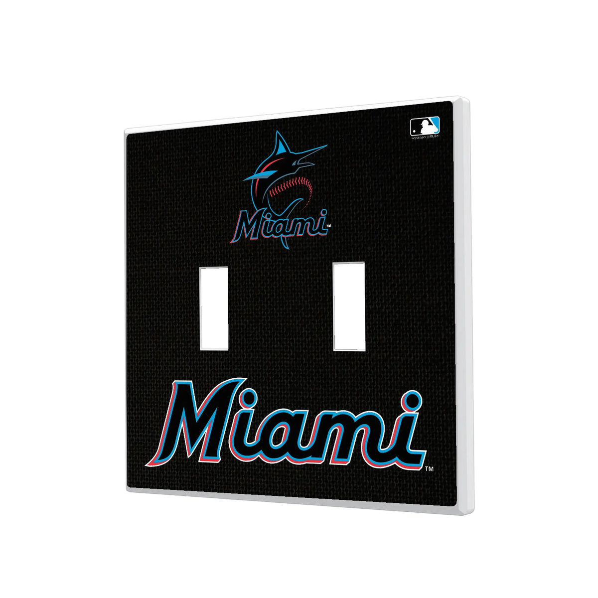 Miami Marlins Solid Hidden-Screw Light Switch Plate#Style_Double Toggle