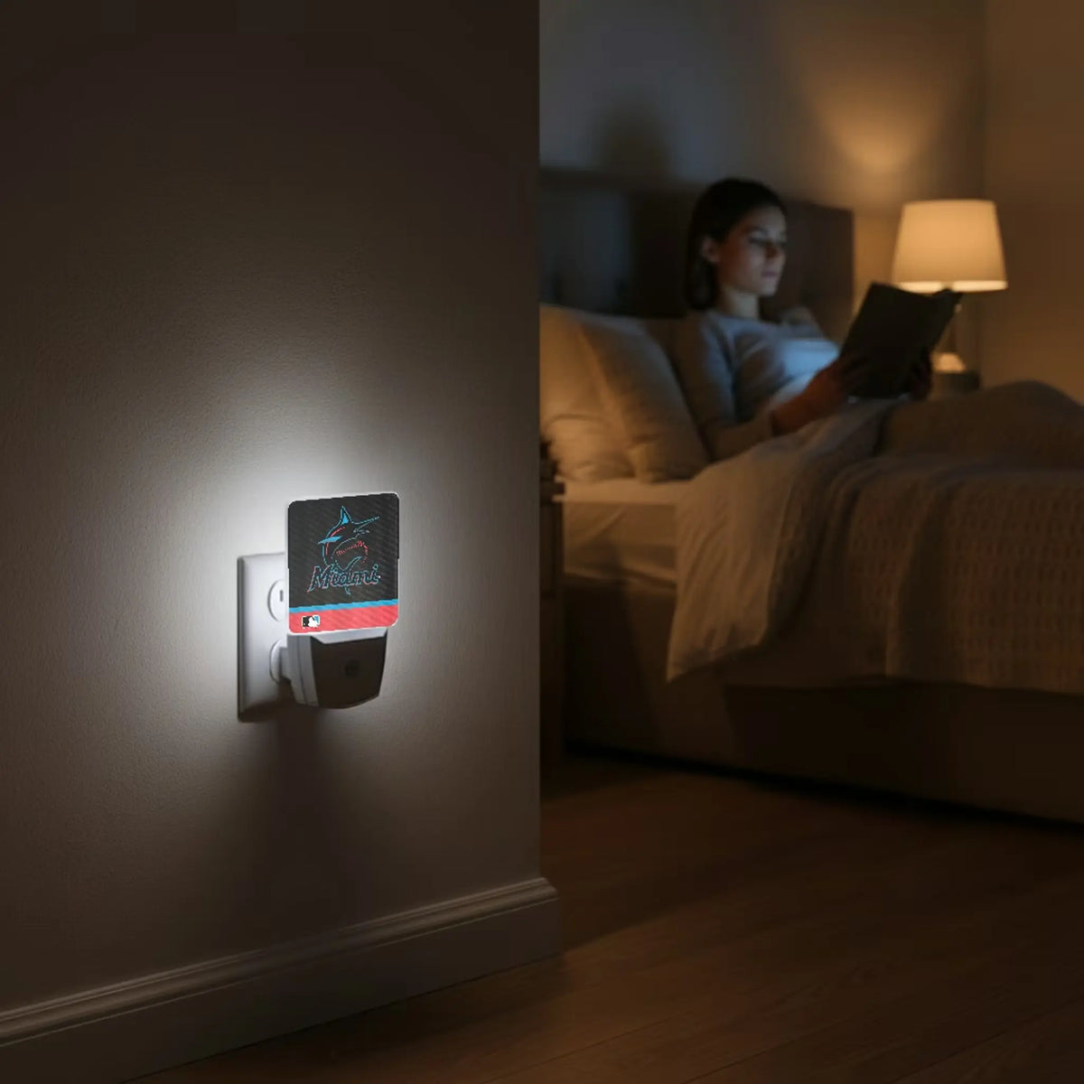 Miami Marlins Stripe Night Light 2-Pack - Lifestyle