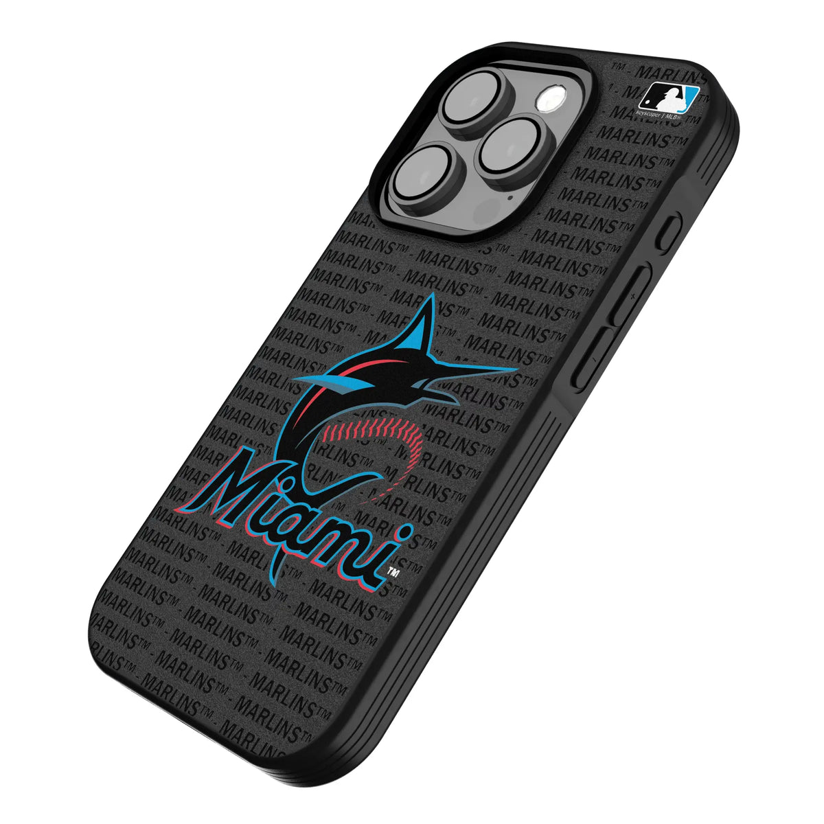 Miami Marlins Text Backdrop iPhone Bump Phone Case for Apple iPhone - Isometric View