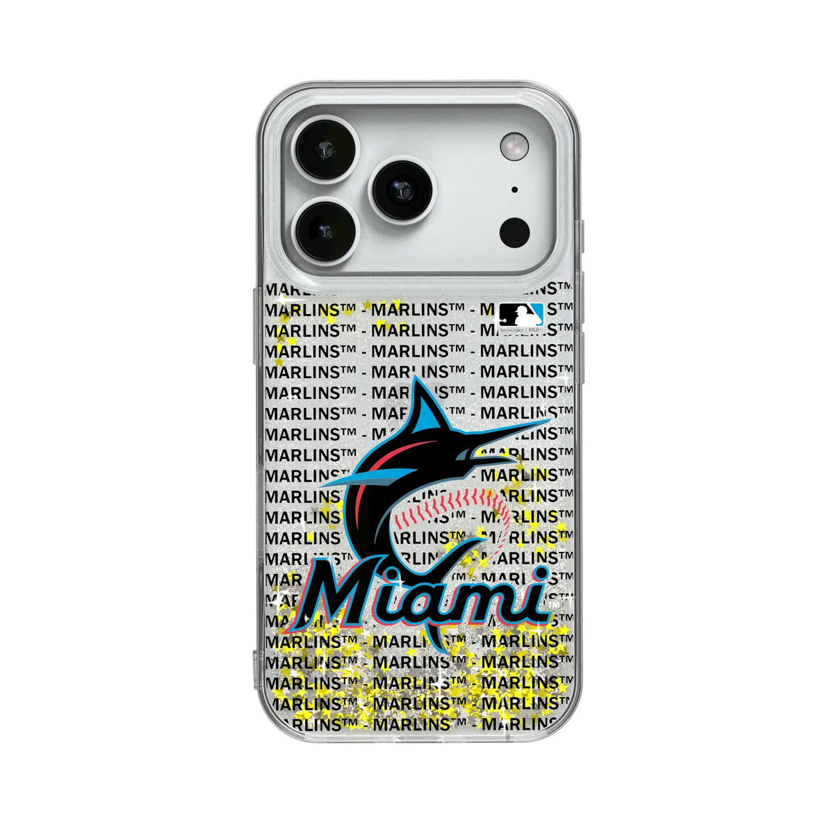 Miami Marlins Text Backdrop Glitter Phone Case for Apple iPhone