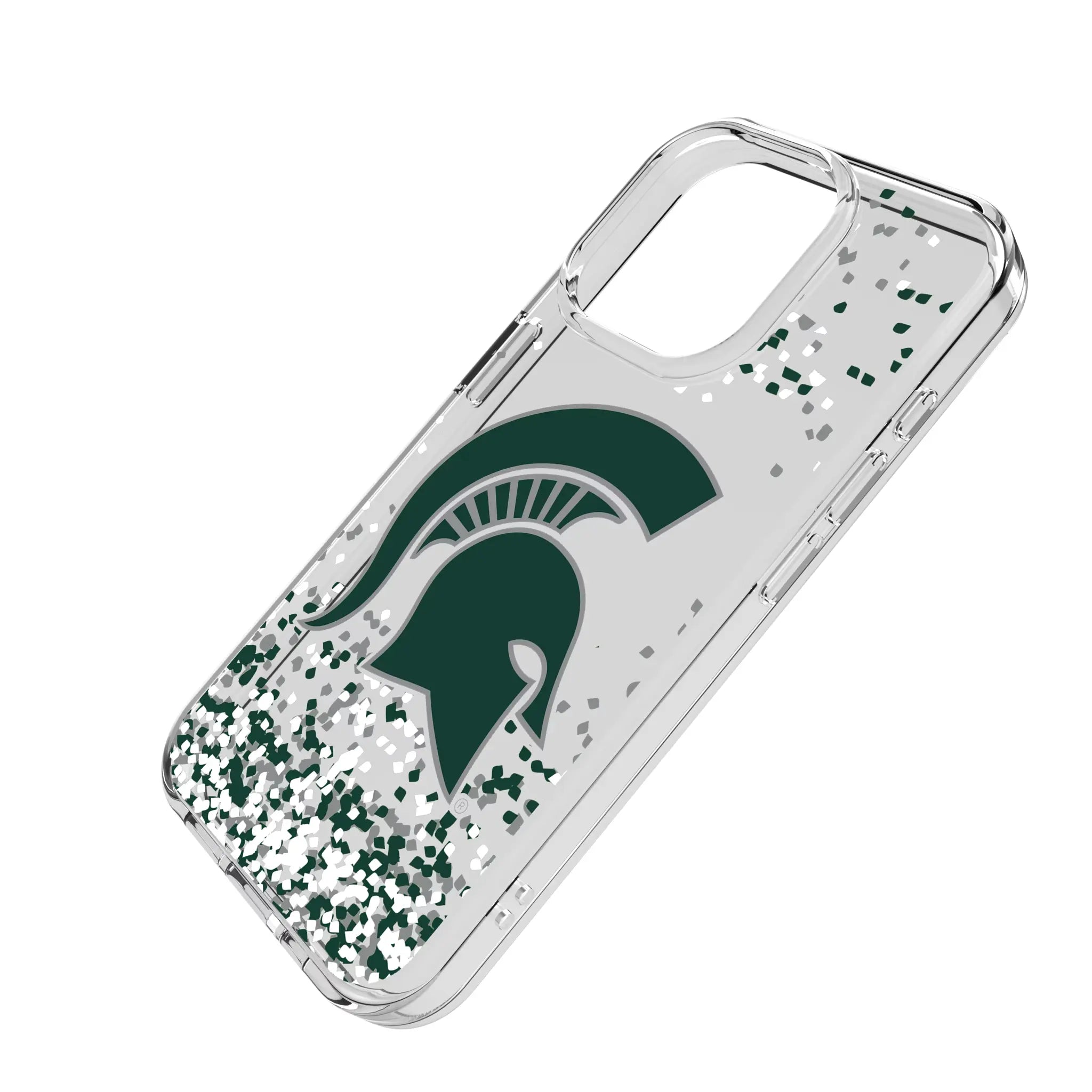 Michigan State University Spartans Confetti iPhone Clear Phone Case for Apple iPhone - Isometric View