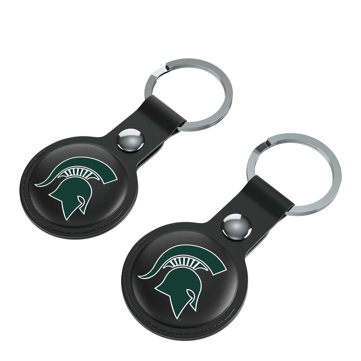 Michigan State University Spartans Insignia AirTag Black Airtag Holder 2-Pack - Isometric View