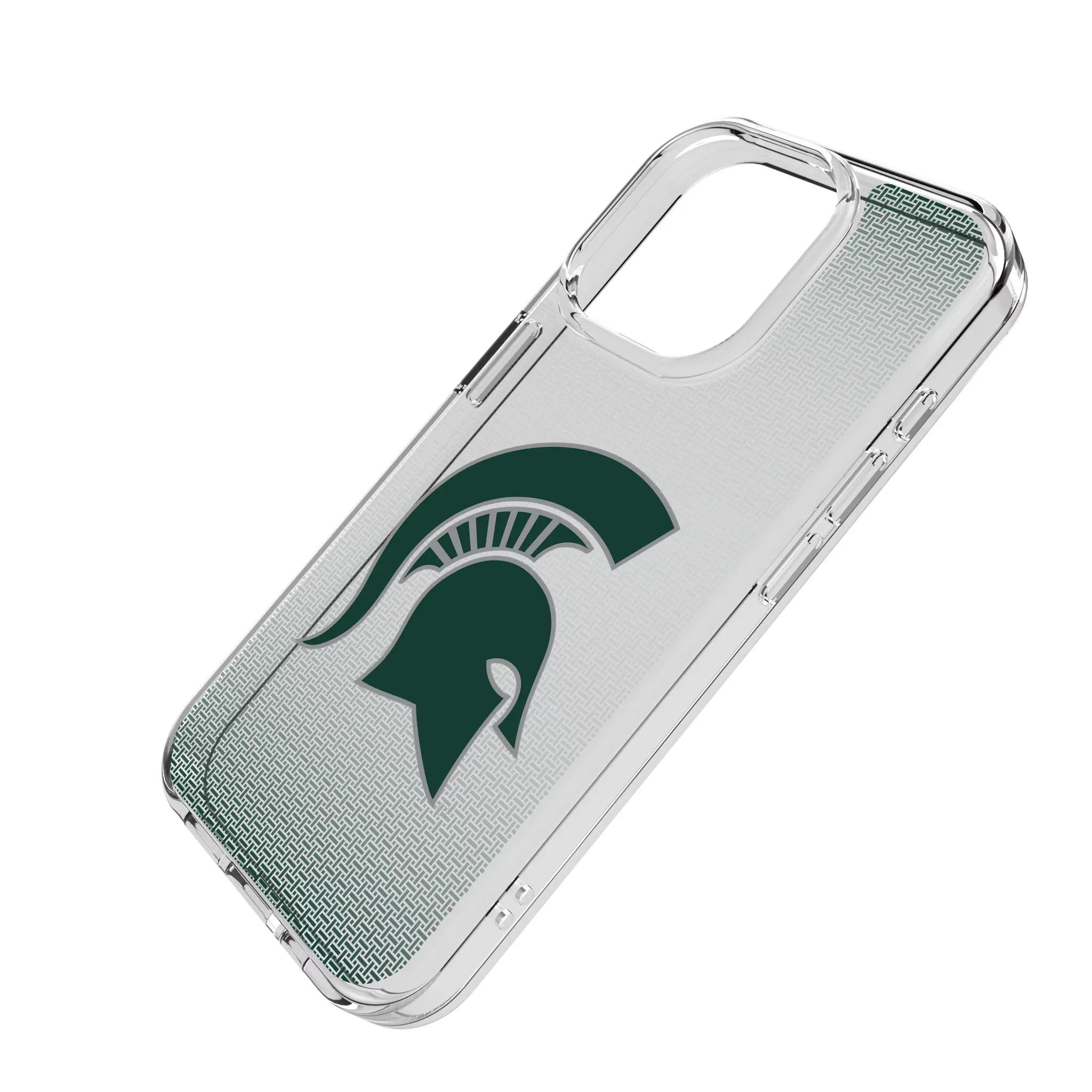 Michigan State University Spartans Linen iPhone Clear Phone Case for Apple iPhone - Isometric View