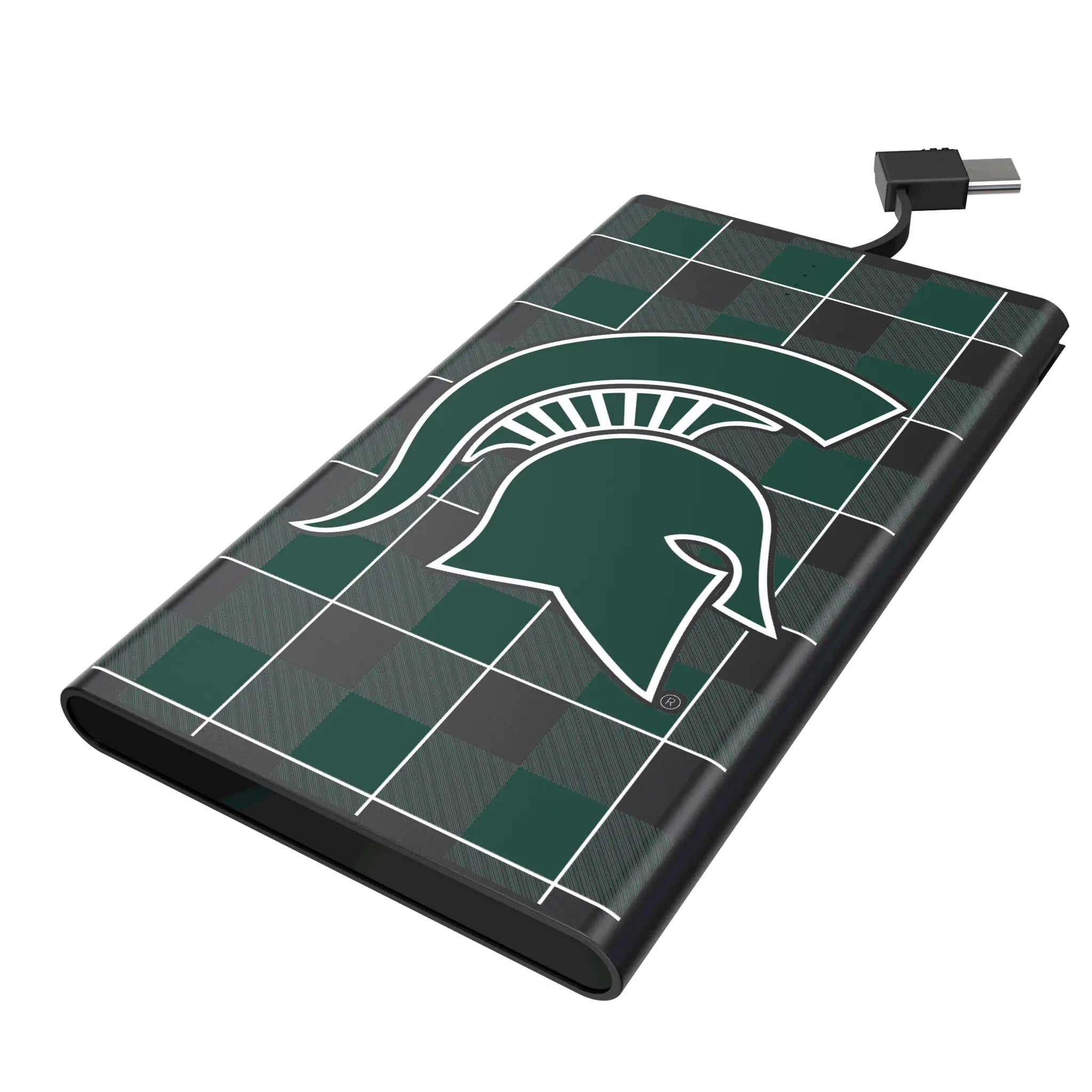 Michigan State University Spartans Plaid 5000mAh Flat Power Bank