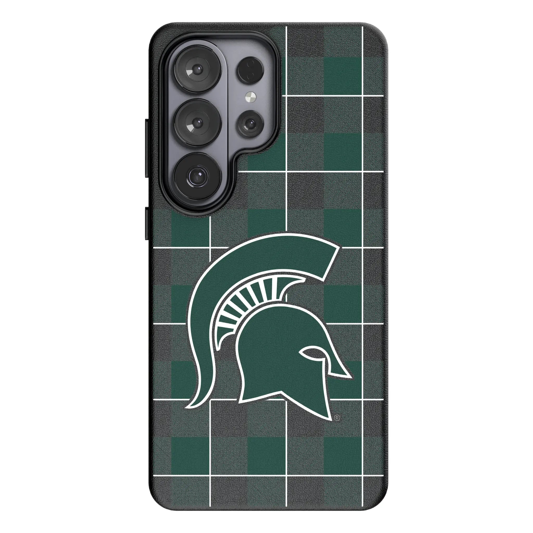 Michigan State University Spartans Plaid Galaxy MagSafe Compatible Phone Case for Samsung Galaxy#Device_Galaxy S26 Ultra