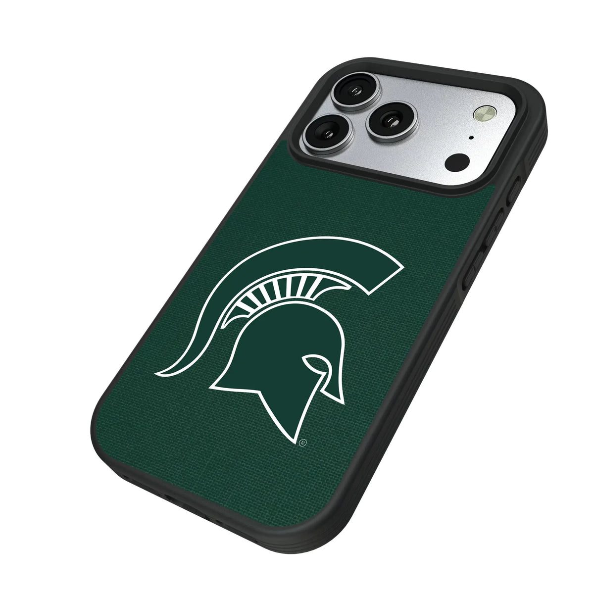 Michigan State University Spartans Solid iPhone Bump Phone Case for Apple iPhone - Isometric View#Device_iPhone 17 Pro