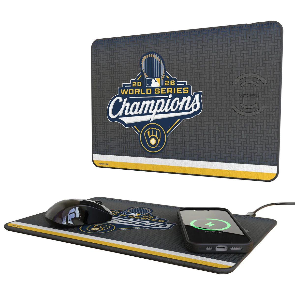 Milwaukee Brewers 2026 MLB World Series 15-Watt Wireless Charger and Mouse Pad