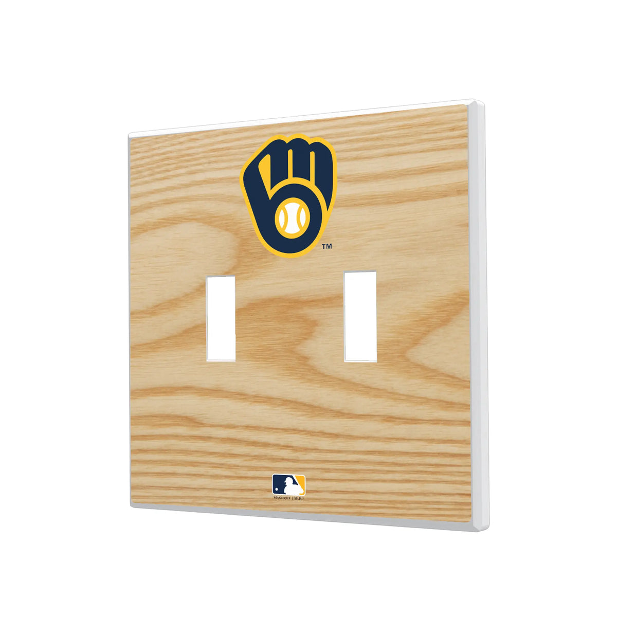 Milwaukee Brewers Baseball Bat Hidden-Screw Light Switch Plate#Style_Double Toggle