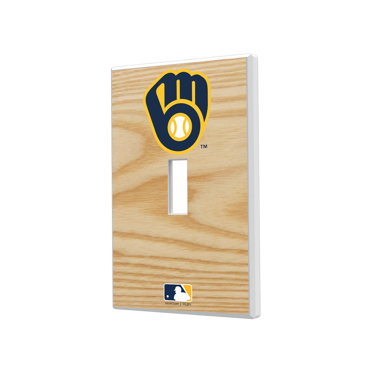 Milwaukee Brewers Baseball Bat Hidden-Screw Light Switch Plate#Style_Single Toggle