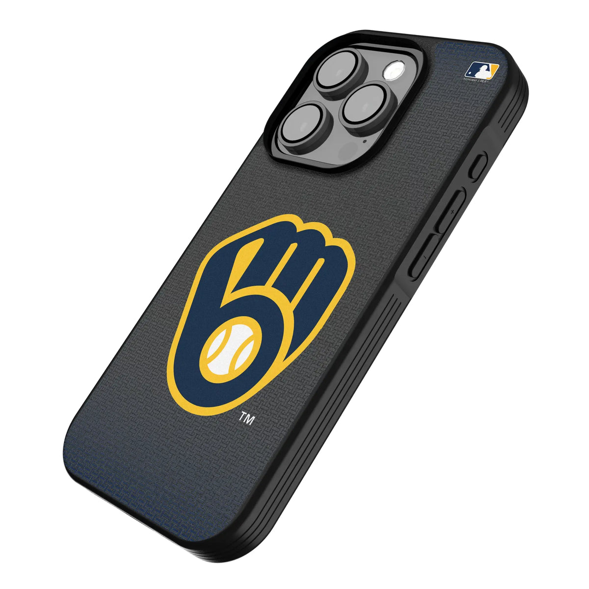 Milwaukee Brewers Linen iPhone Bump Phone Case for Apple iPhone - Isometric View