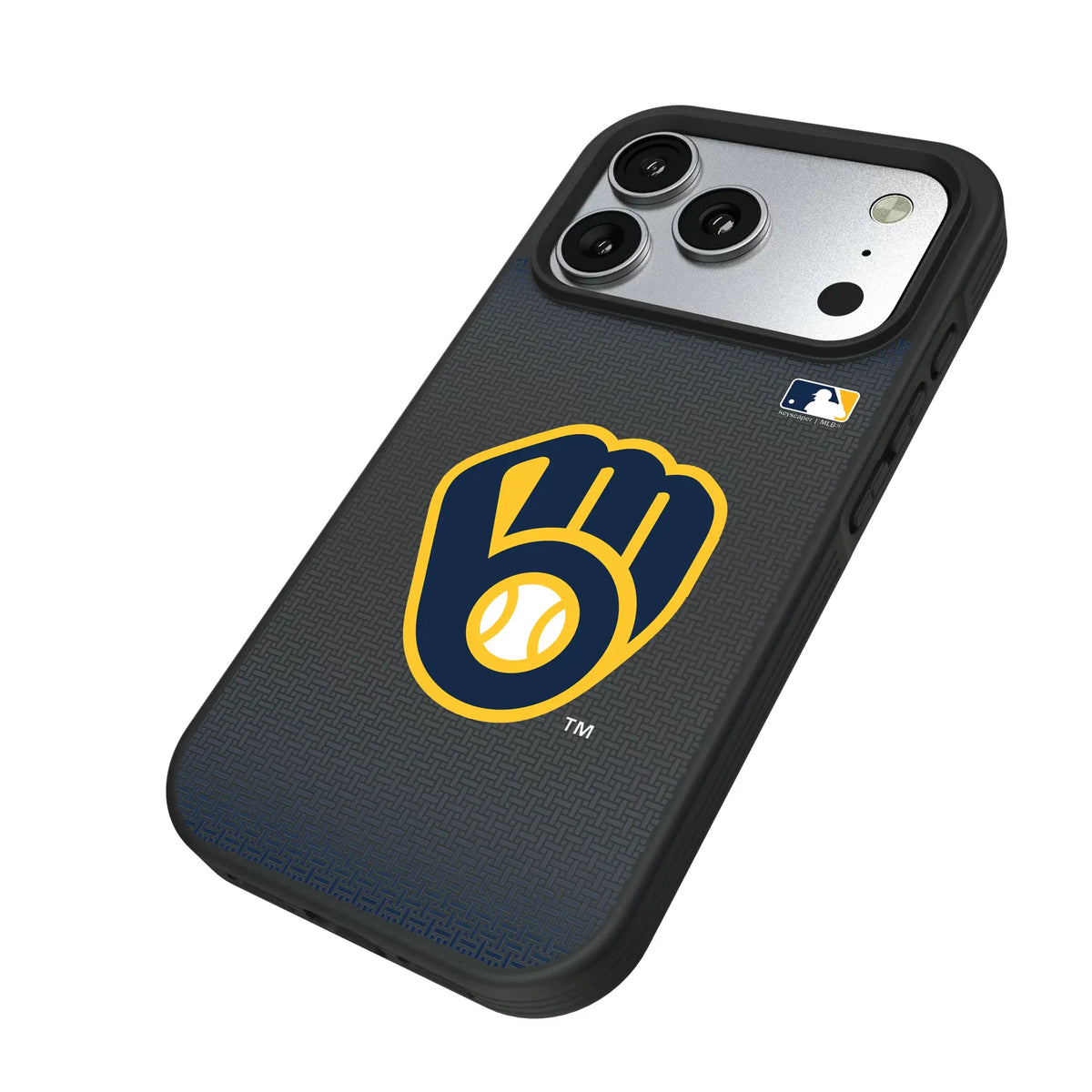Milwaukee Brewers Linen iPhone Bump Phone Case for Apple iPhone - Isometric View#Device_iPhone 17 Pro