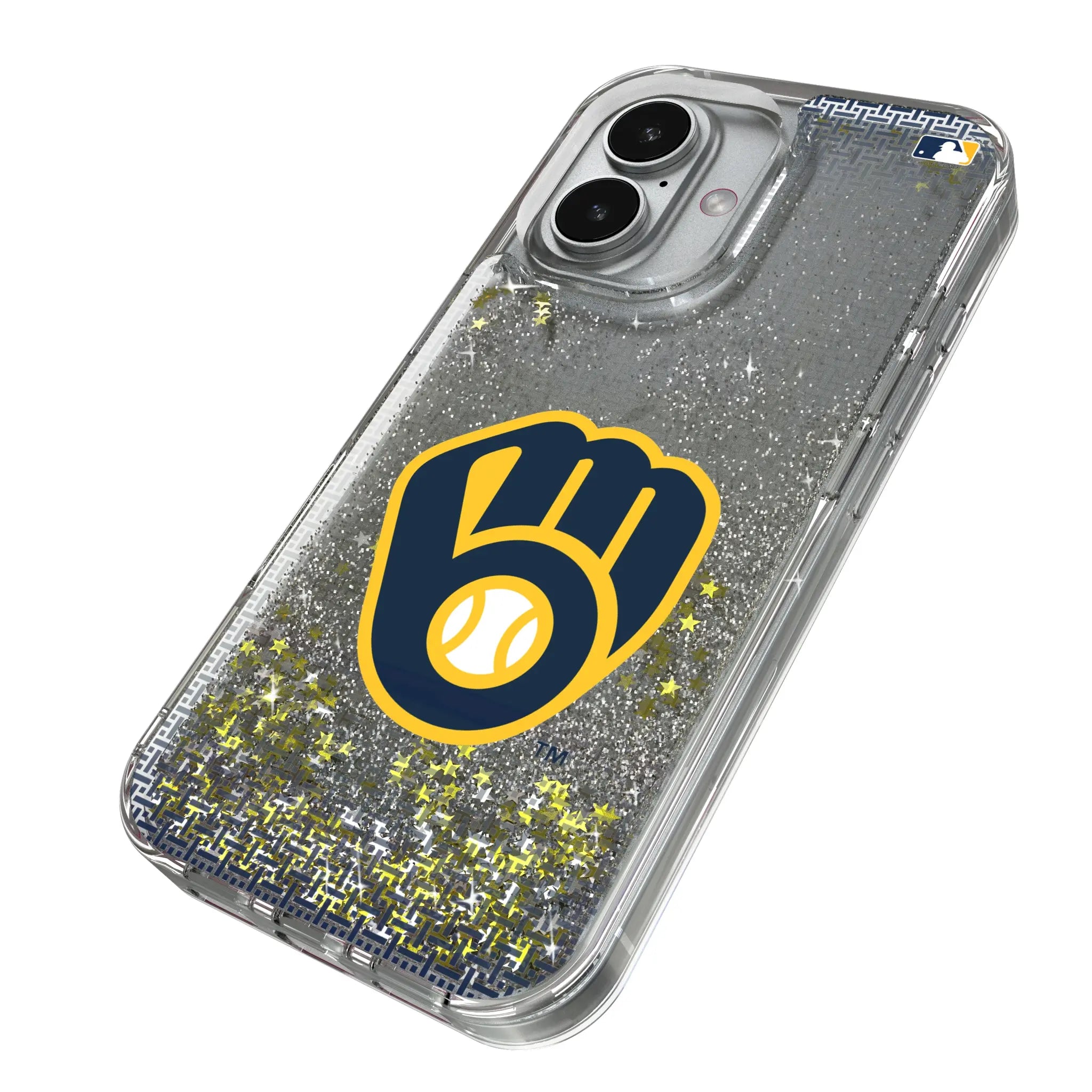 Milwaukee Brewers Linen iPhone Glitter Phone Case for Apple iPhone - Isometric View
