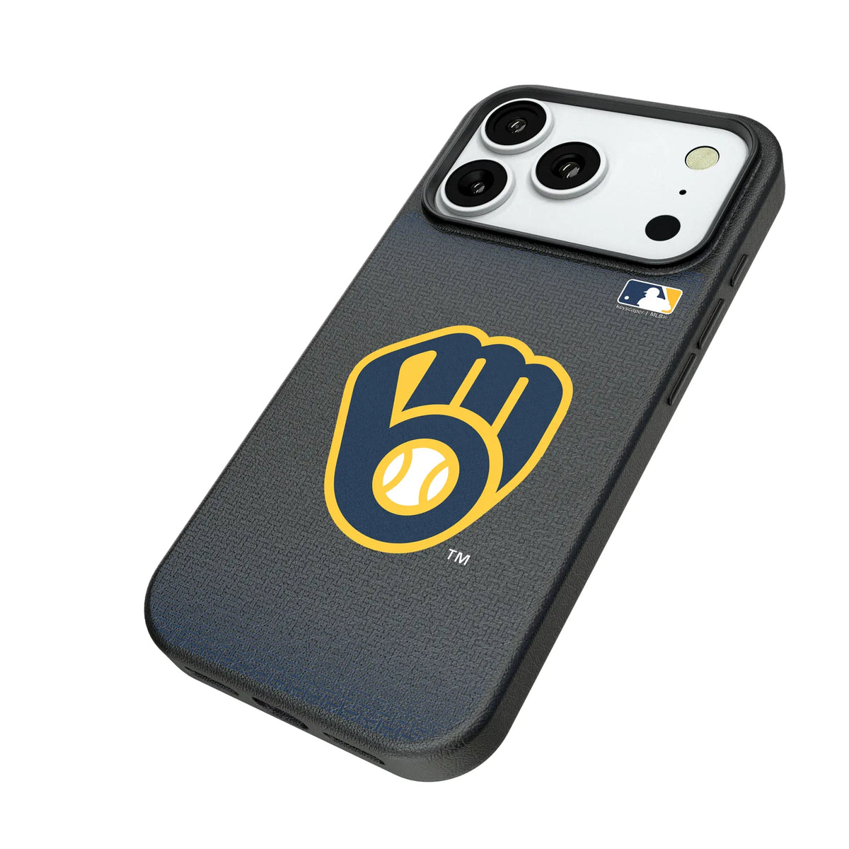 Milwaukee Brewers Linen iPhone MagSafe Compatible Phone Case for Apple iPhone - Isometric View#Device_iPhone 18 Pro
