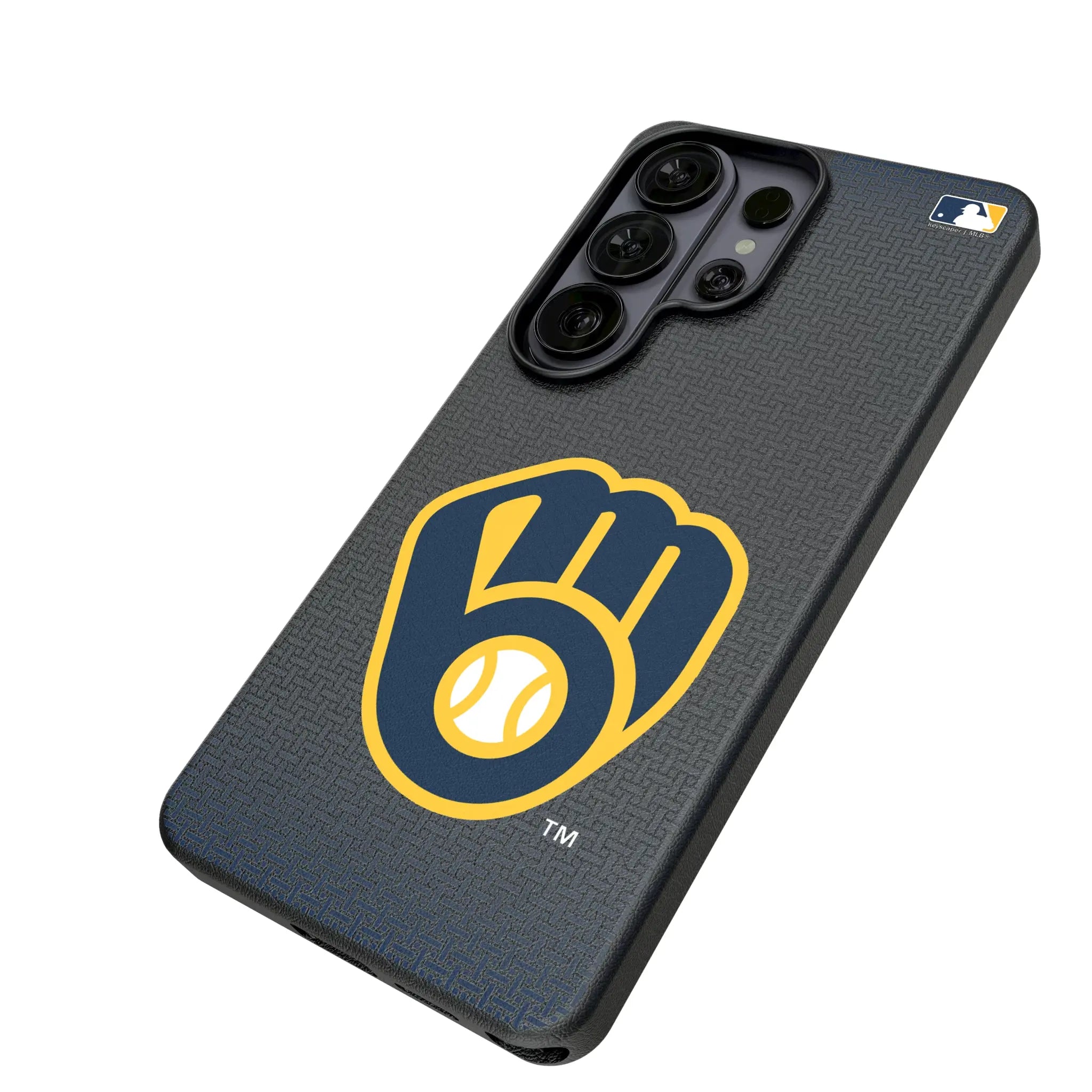 Milwaukee Brewers Linen Galaxy MagSafe Compatible Phone Case for Samsung Galaxy - Isometric View#Device_Galaxy S26 Ultra
