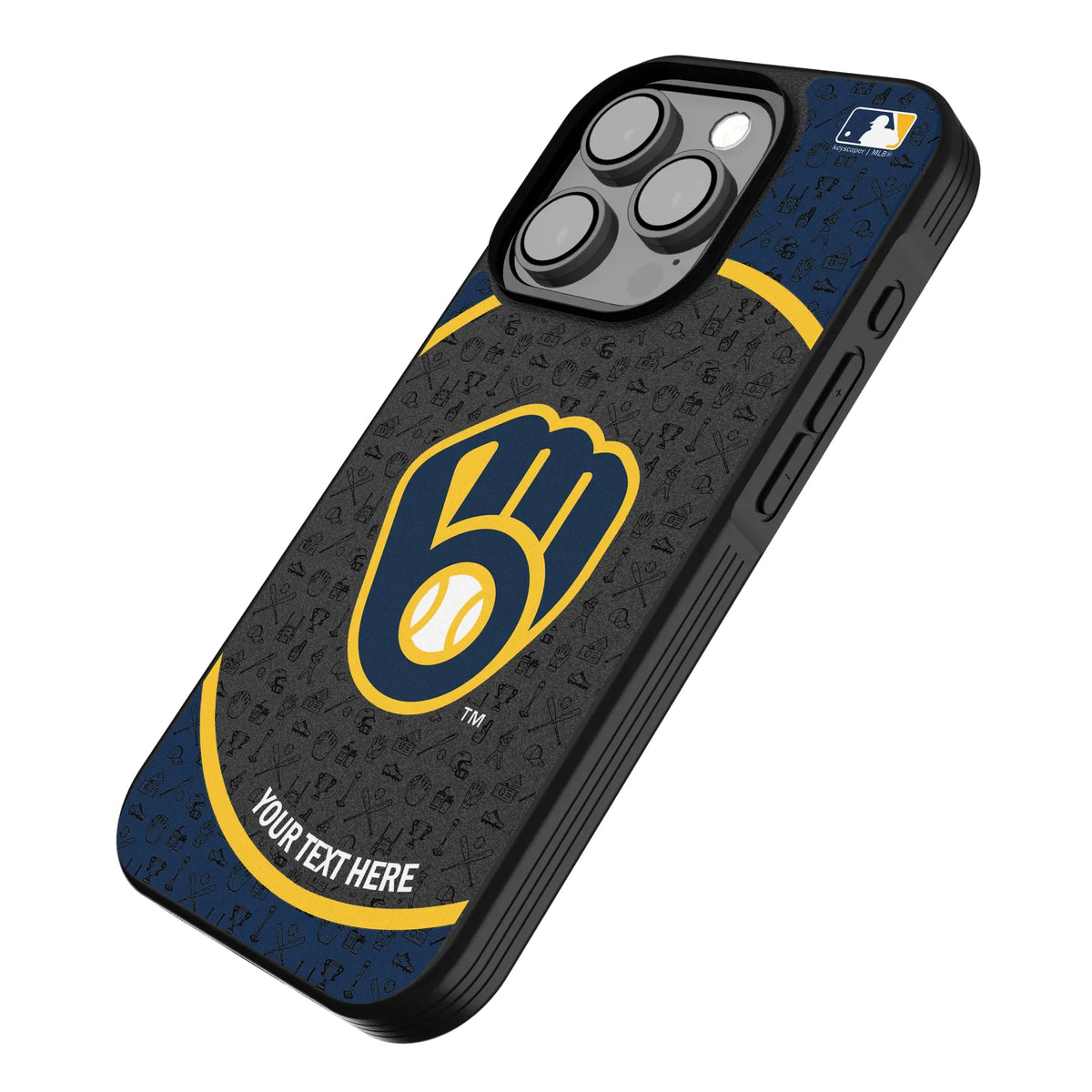 Milwaukee Brewers Personalized Circle iPhone Bump Phone Case for Apple iPhone - Isometric View