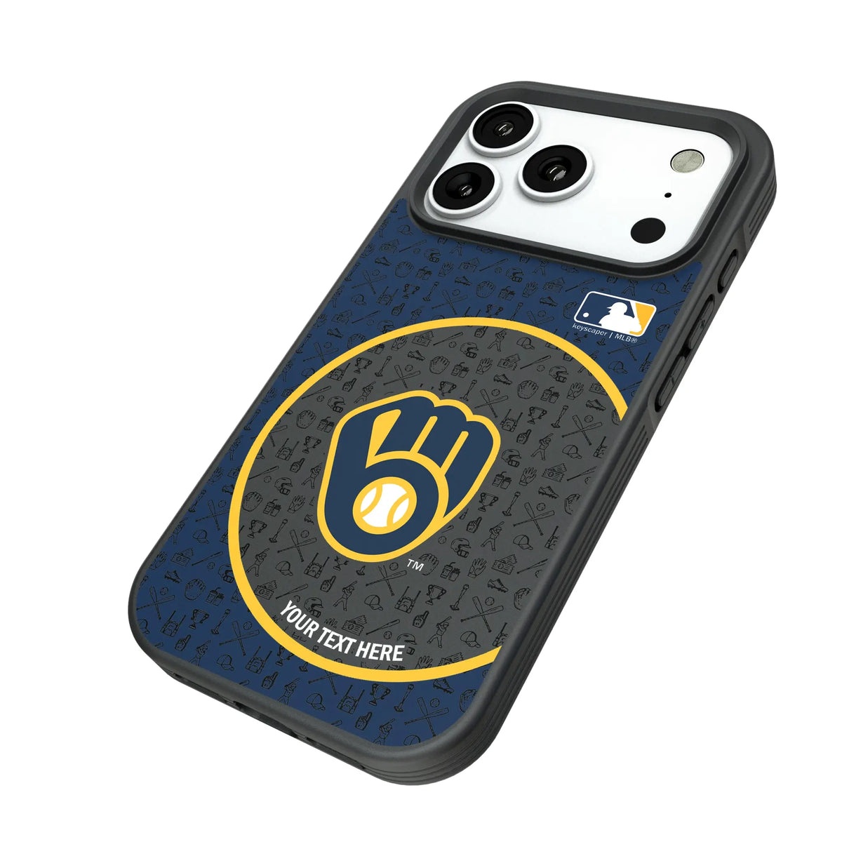 Milwaukee Brewers Personalized Circle iPhone Bump Phone Case for Apple iPhone - Isometric View#Device_iPhone 18 Pro