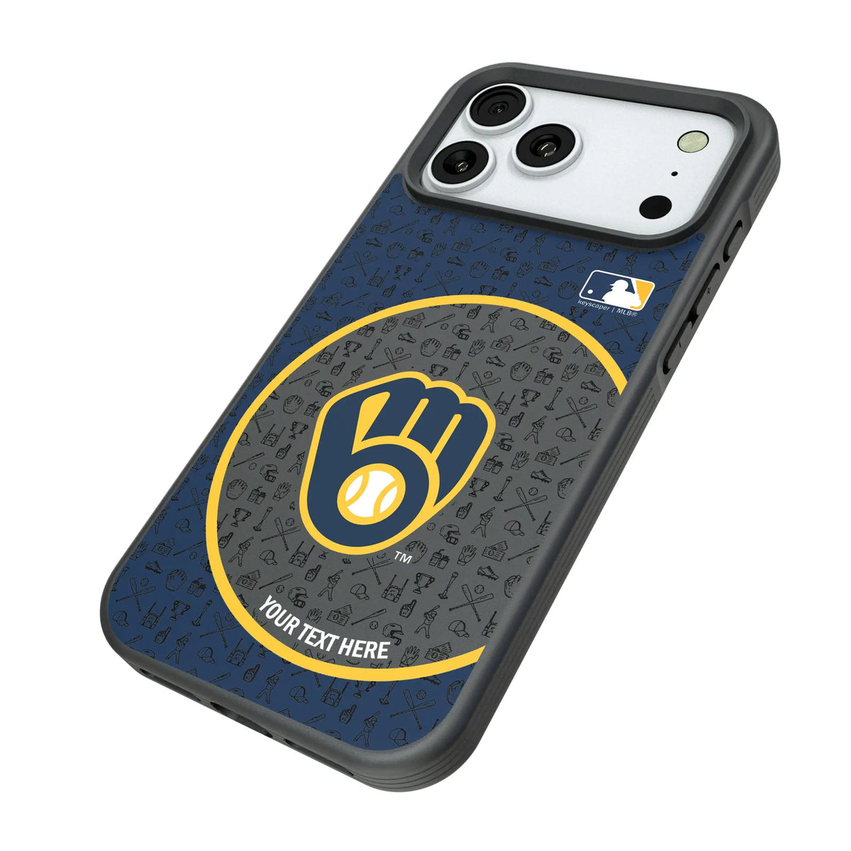 Milwaukee Brewers Personalized Circle iPhone Bump Phone Case for Apple iPhone - Isometric View#Device_iPhone 18 Pro Max