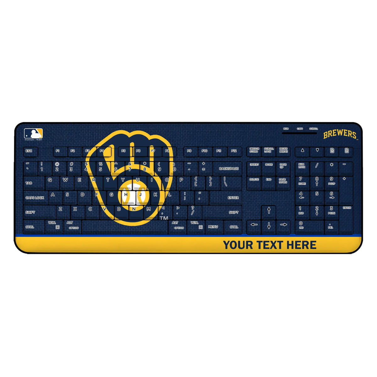 Milwaukee Brewers Personalized Endzone Solid Wireless USB Keyboard