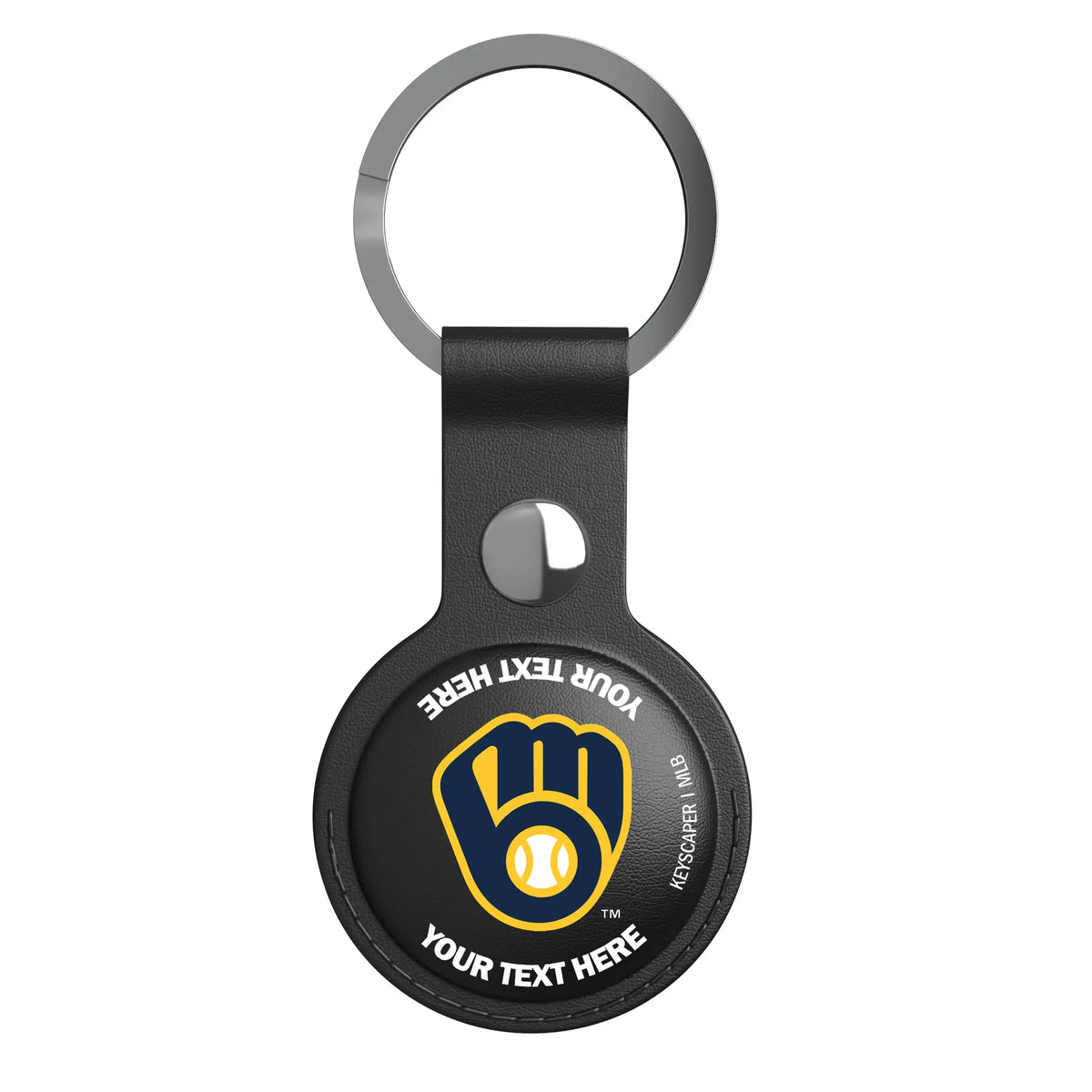 Milwaukee Brewers Personalized Insignia AirTag Black Airtag Holder