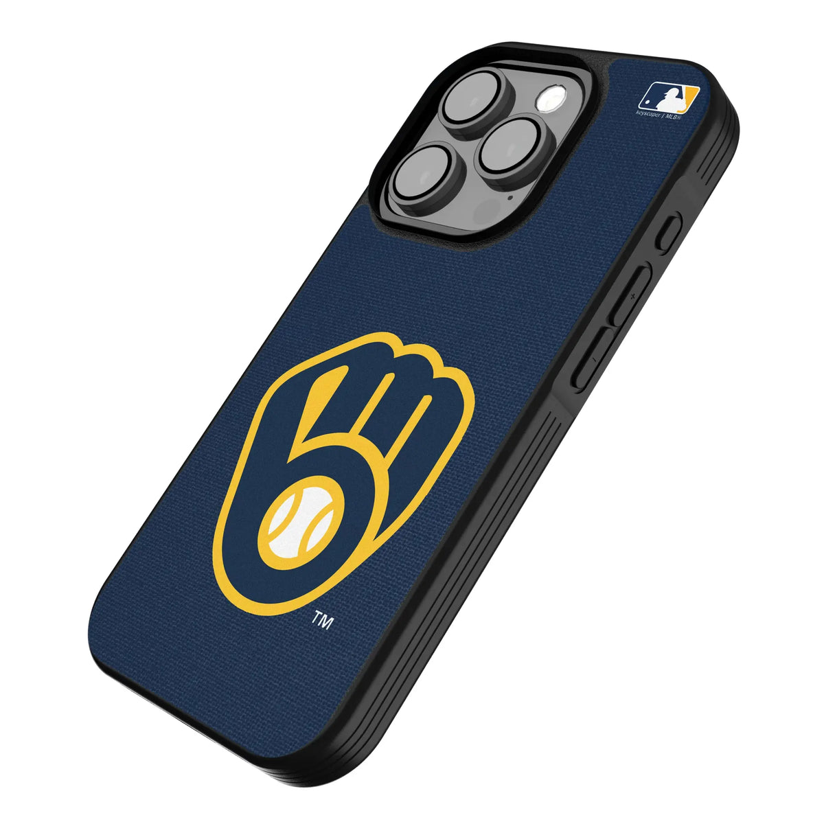 Milwaukee Brewers Solid iPhone Bump Phone Case for Apple iPhone - Isometric View