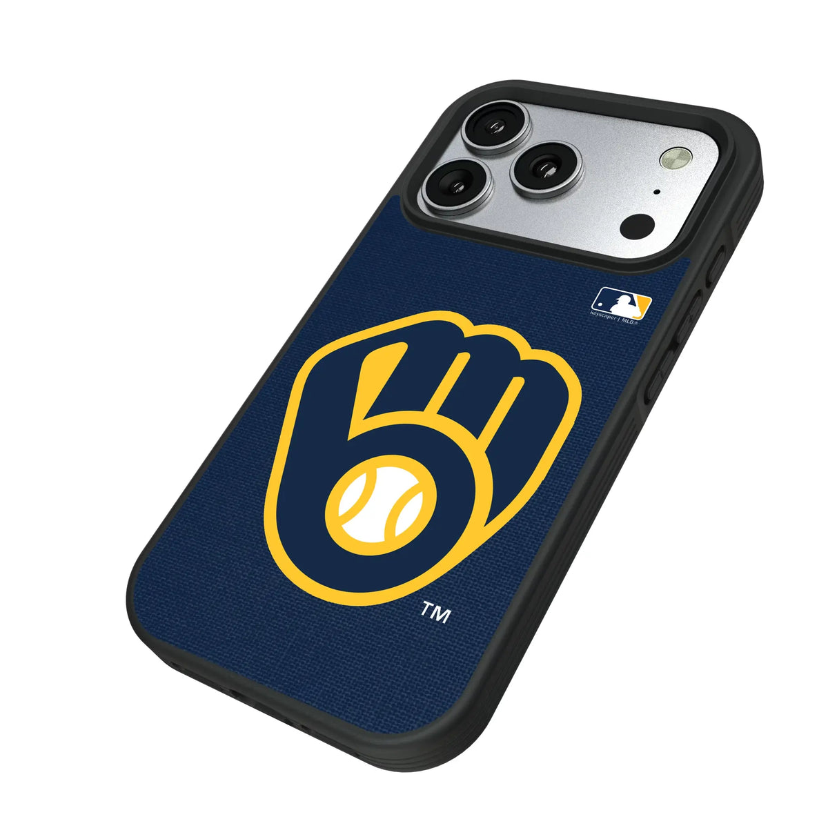 Milwaukee Brewers Solid iPhone Bump Phone Case for Apple iPhone - Isometric View#Device_iPhone 17 Pro