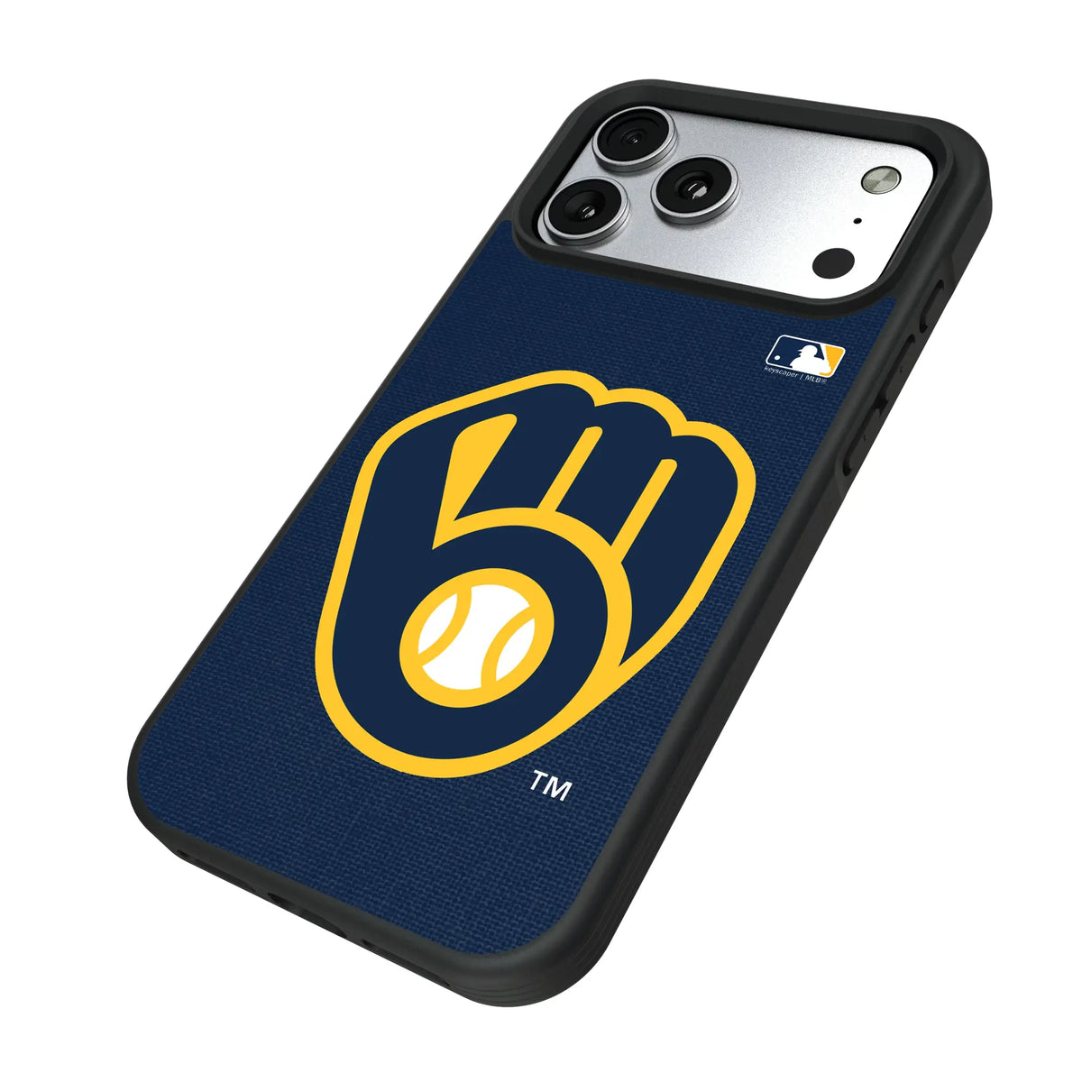Milwaukee Brewers Solid iPhone Bump Phone Case for Apple iPhone - Isometric View#Device_iPhone 17 Pro Max
