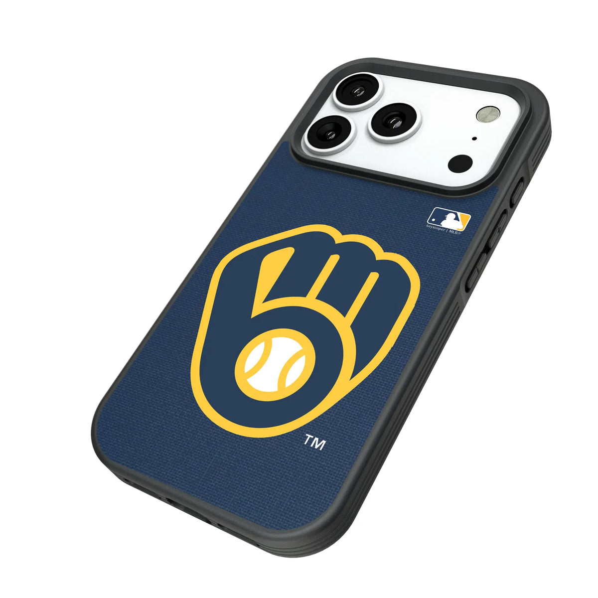 Milwaukee Brewers Solid iPhone Bump Phone Case for Apple iPhone - Isometric View#Device_iPhone 18 Pro