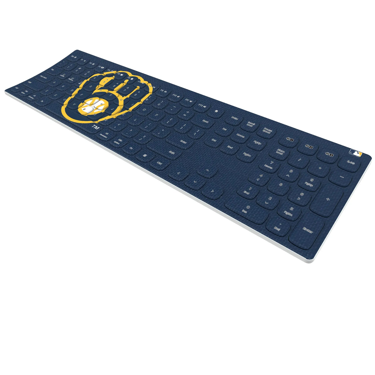 Milwaukee Brewers Solid KKB605 Curved Wireless Keyboard - Isometric View
