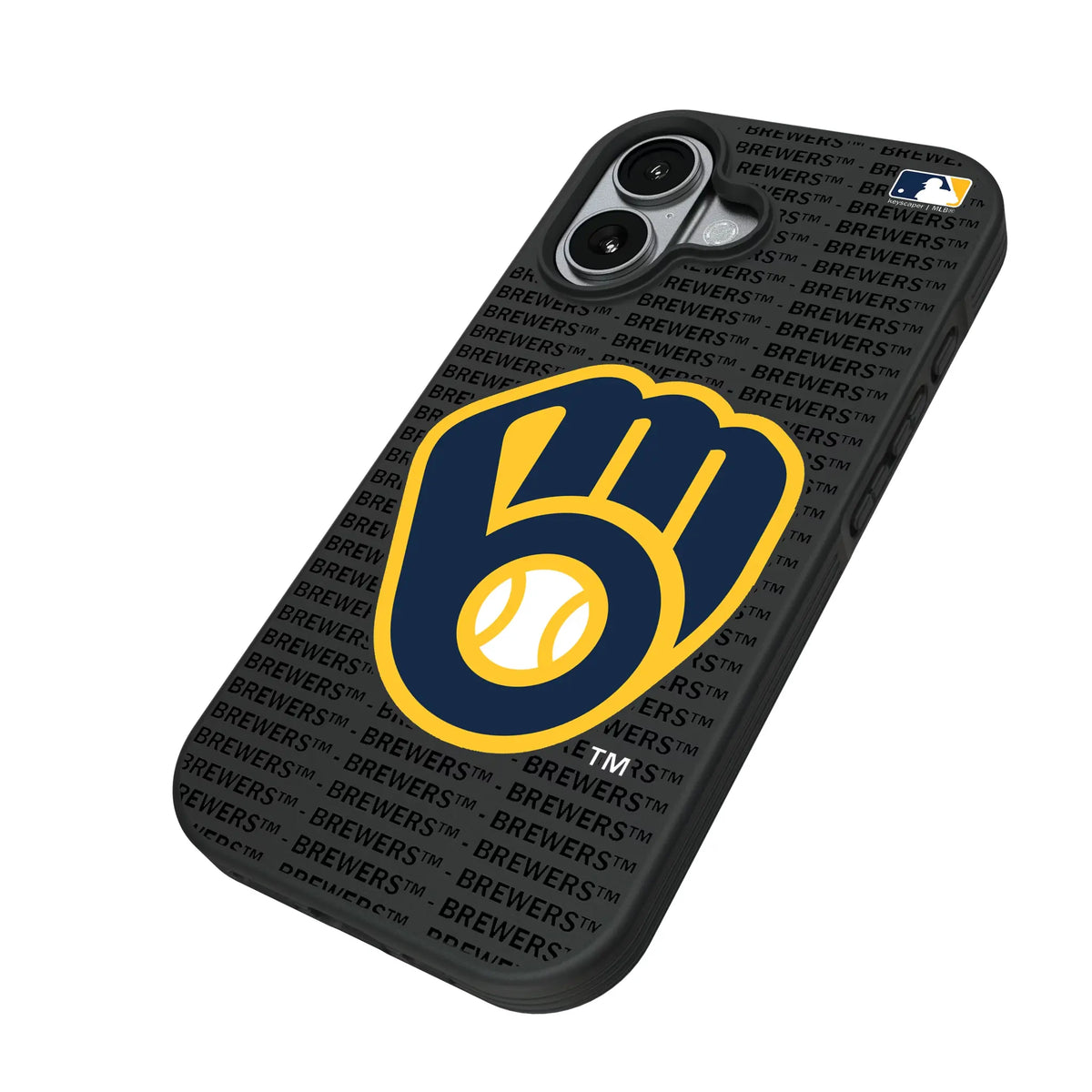 Milwaukee Brewers Text Backdrop iPhone Bump Phone Case for Apple iPhone - Isometric View#Device_iPhone 17