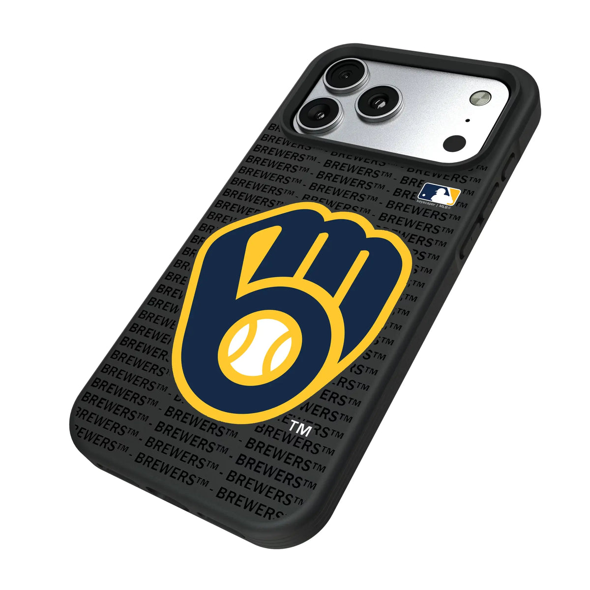 Milwaukee Brewers Text Backdrop iPhone Bump Phone Case for Apple iPhone - Isometric View#Device_iPhone 17 Pro Max