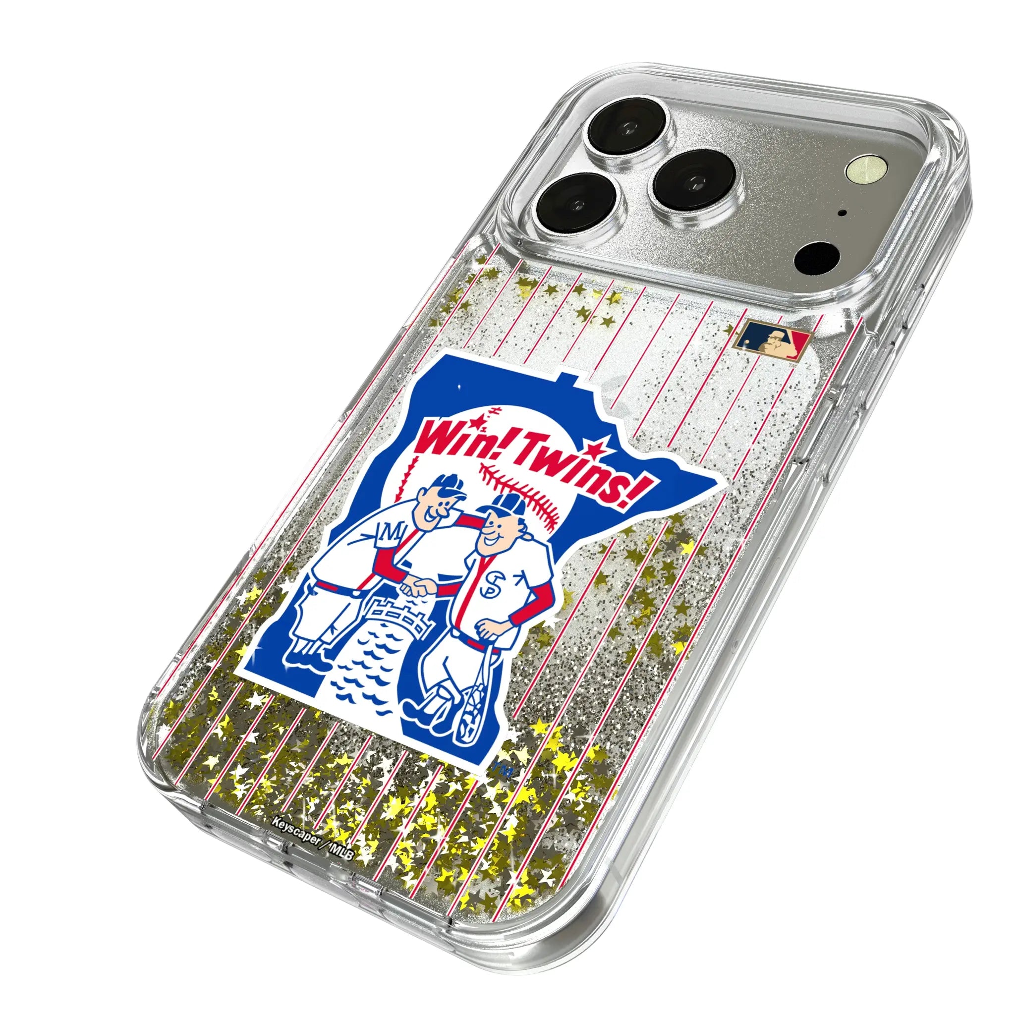 Minnesota Twins 1976-1986 - Cooperstown Collection Pinstripe iPhone Glitter Phone Case for Apple iPhone - Isometric View
