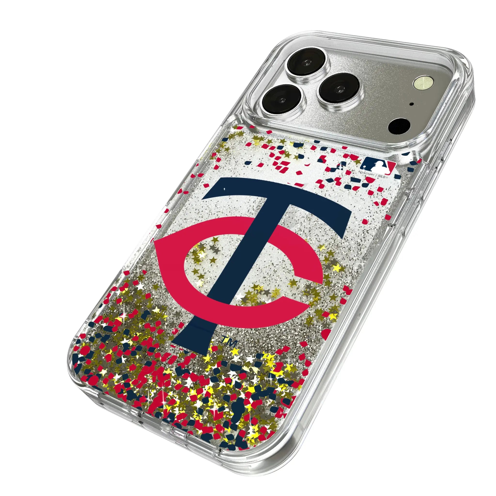 Minnesota Twins Confetti iPhone Glitter Phone Case for Apple iPhone - Isometric View