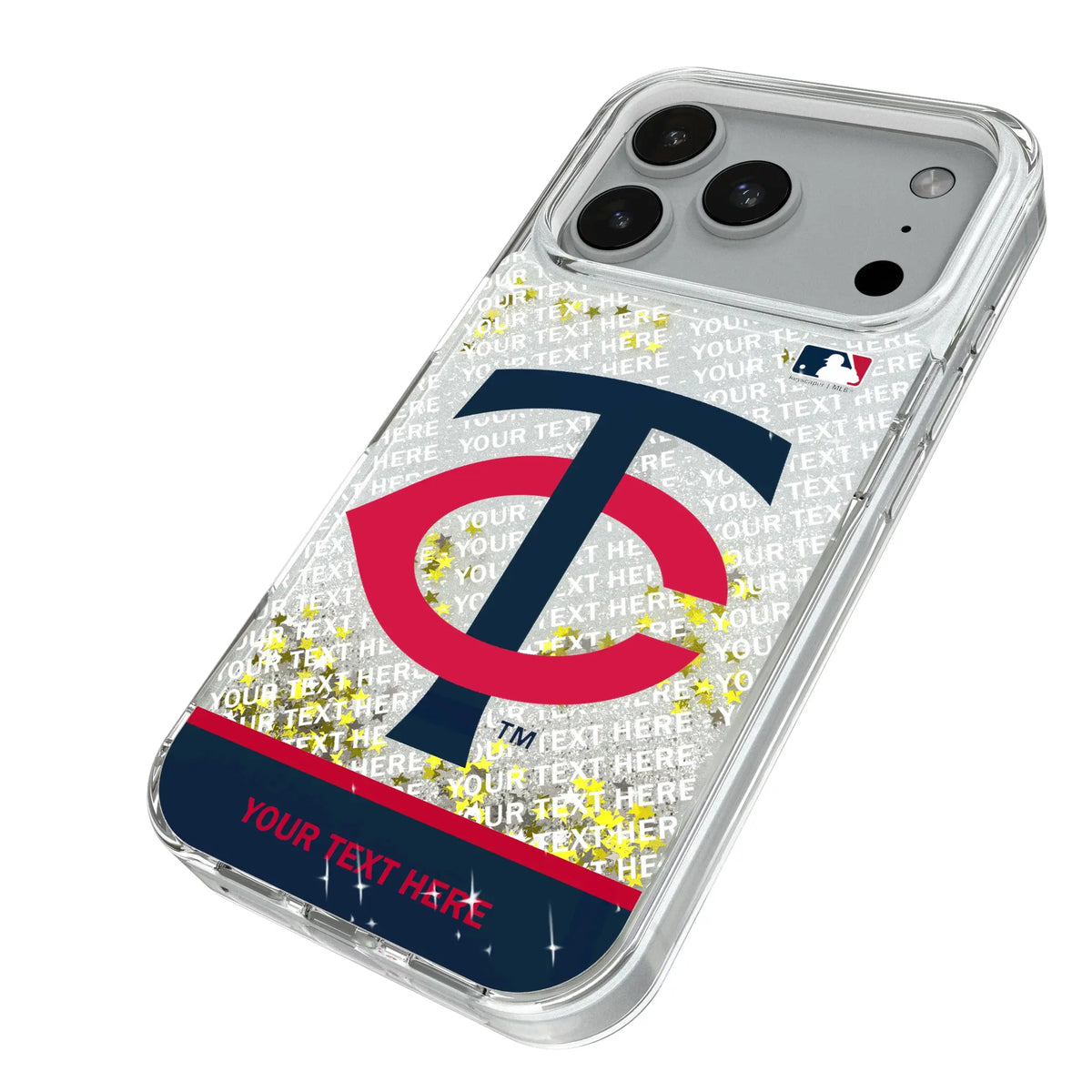 Minnesota Twins Personalized EndZone Plus iPhone Glitter Phone Case for Apple iPhone - Isometric View#Device_iPhone 18 Pro