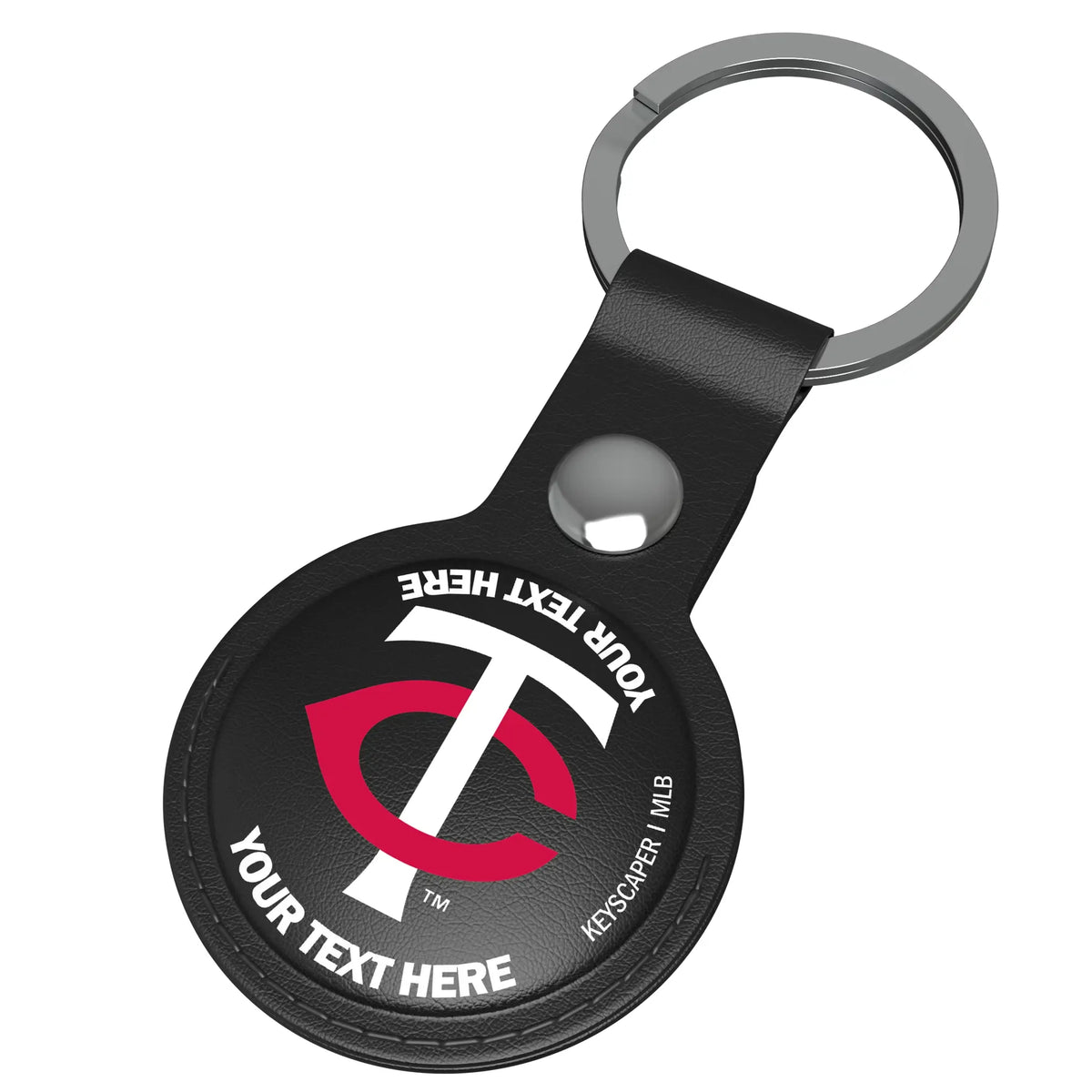 Minnesota Twins Personalized Insignia AirTag Black Airtag Holder - Isometric View