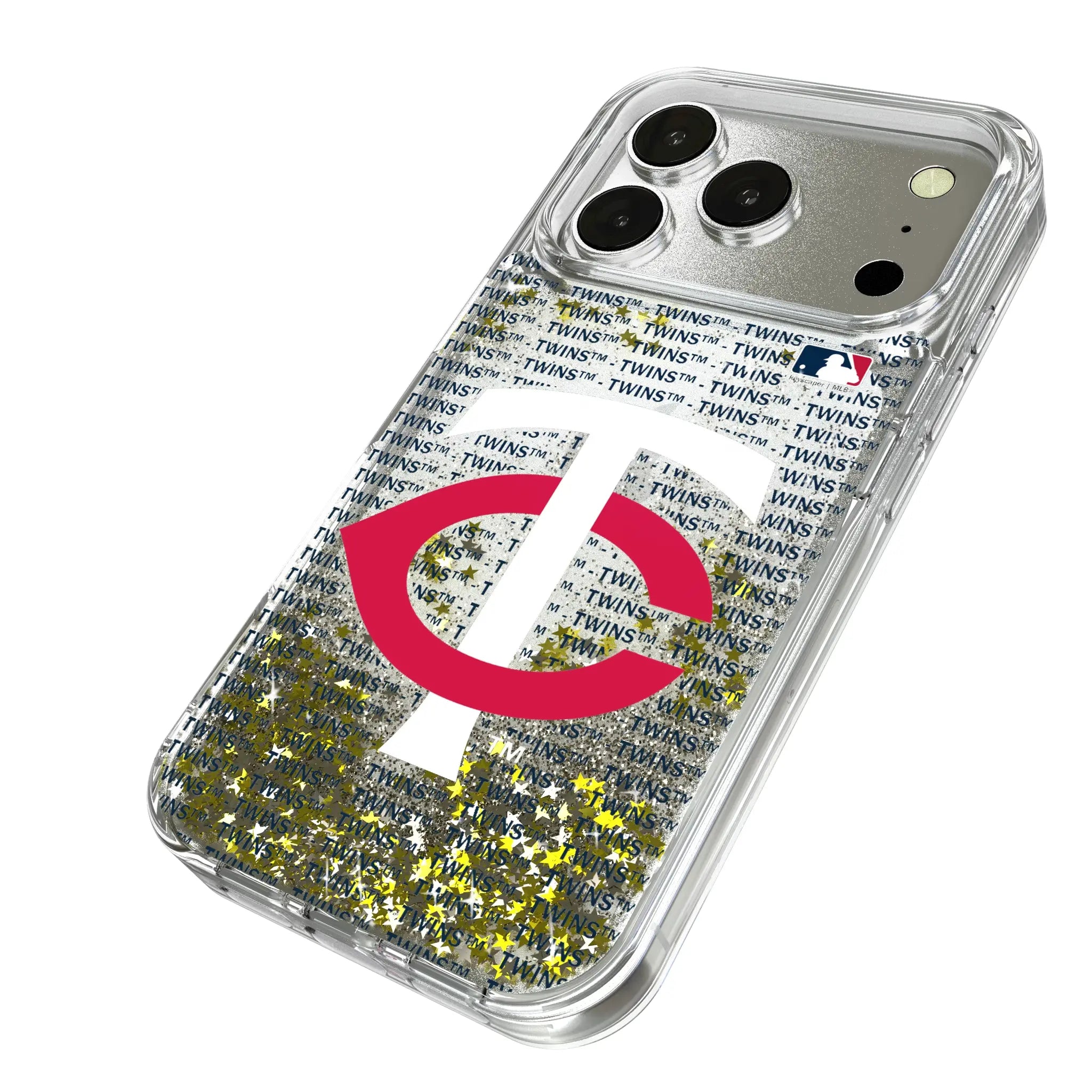 Minnesota Twins Text Backdrop iPhone Glitter Phone Case for Apple iPhone - Isometric View