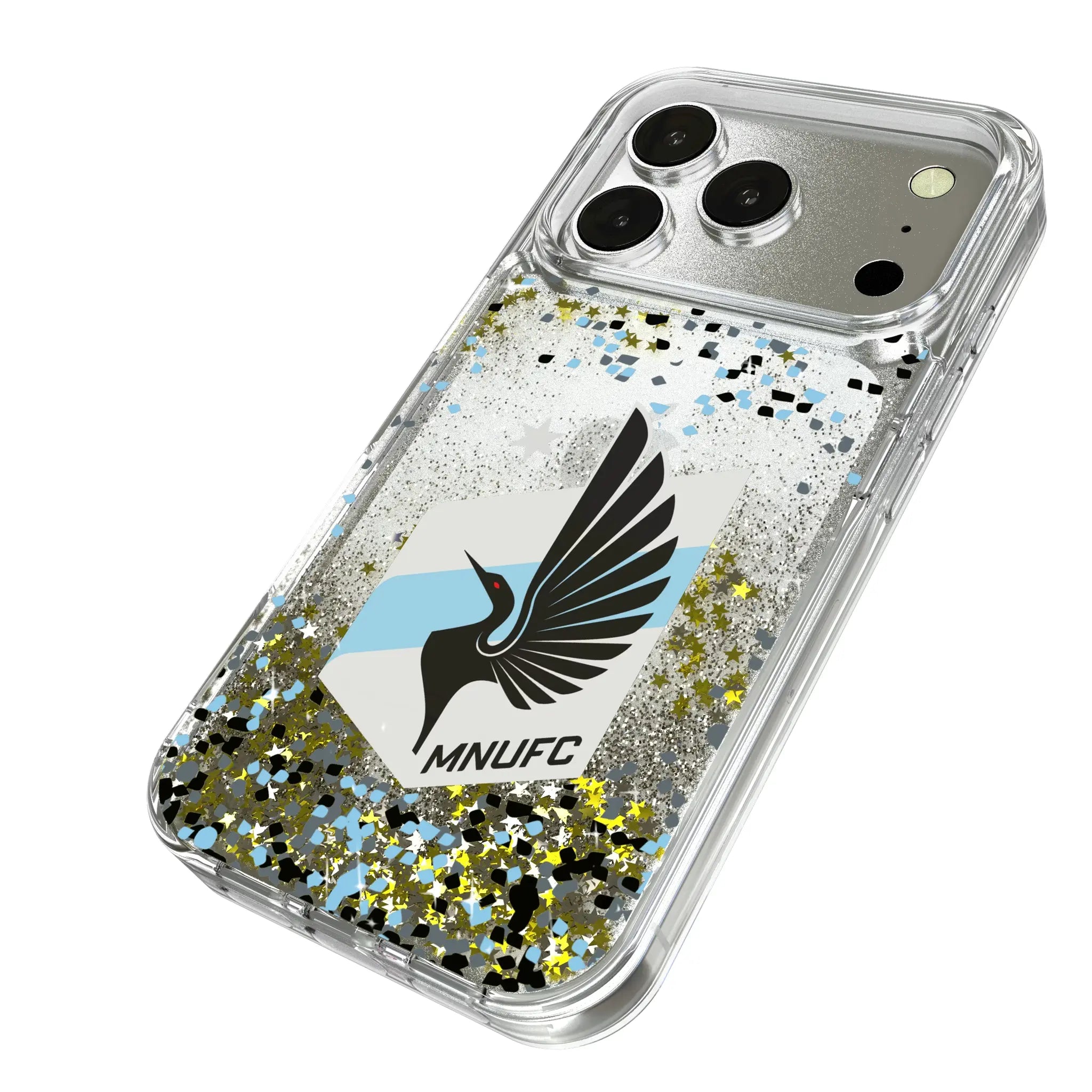 Minnesota United FC Confetti iPhone Glitter Phone Case for Apple iPhone - Isometric View