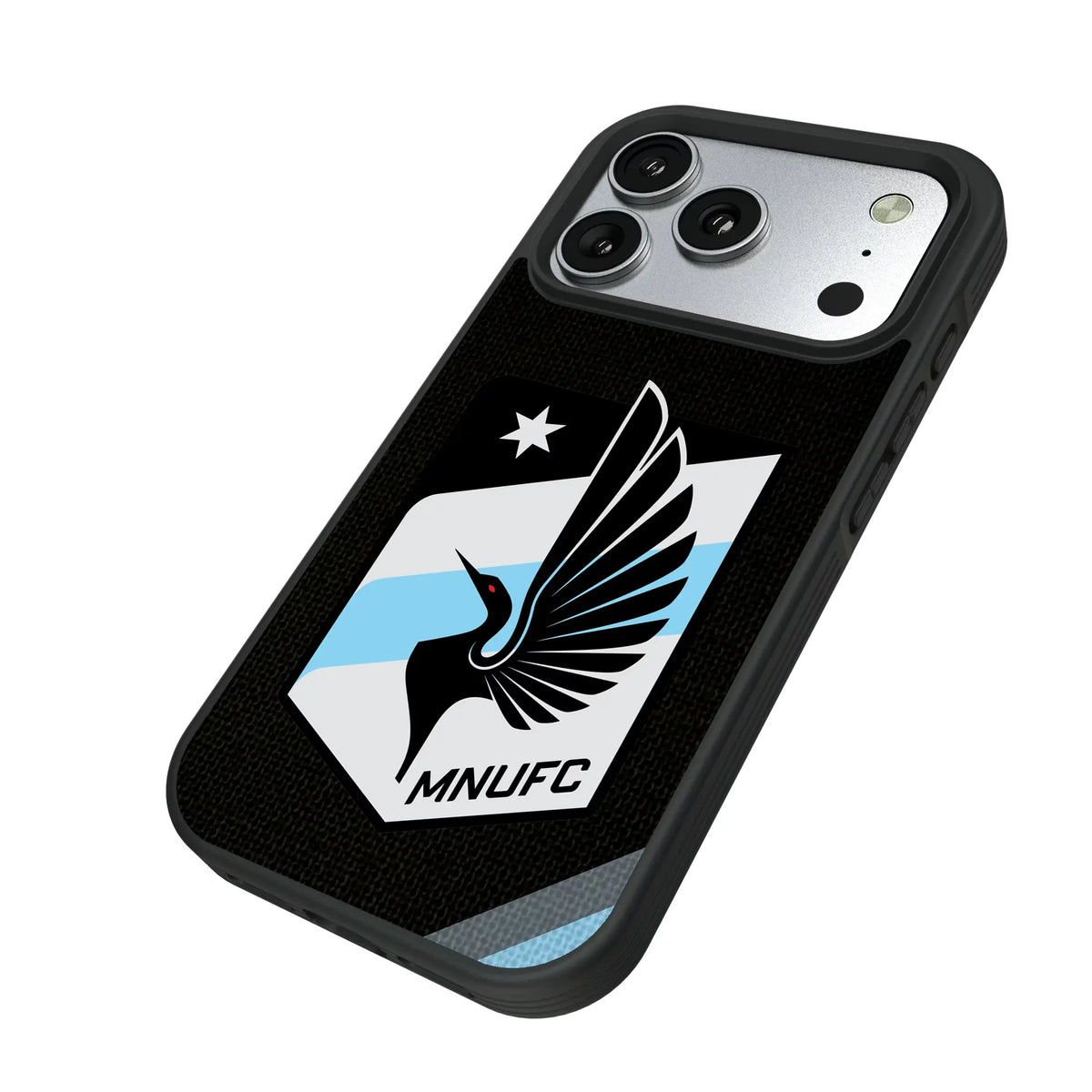 Minnesota United FC Diagonal Stripe iPhone Bump Phone Case for Apple iPhone - Isometric View#Device_iPhone 17 Pro