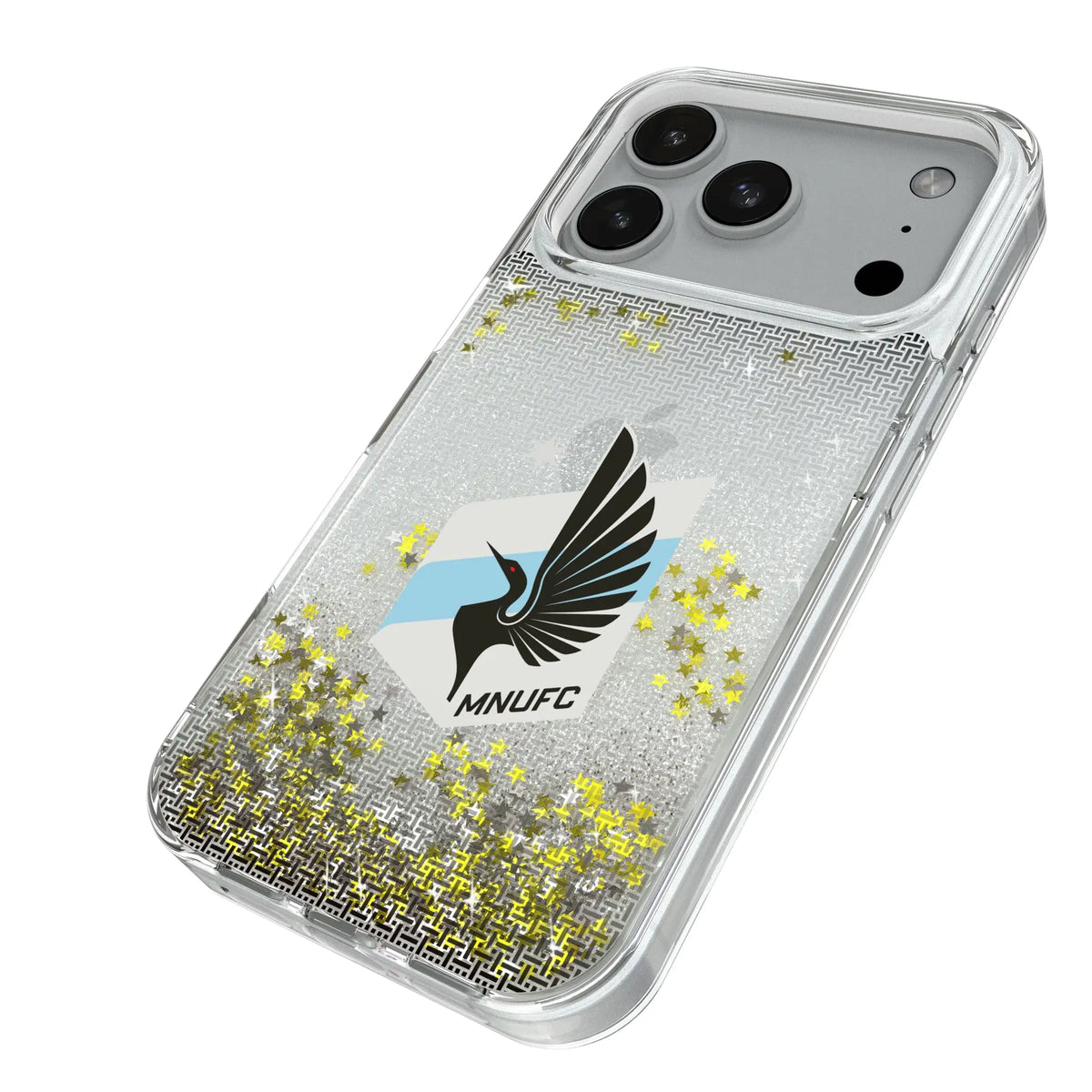 Minnesota United FC Linen iPhone Glitter Phone Case for Apple iPhone - Isometric View#Device_iPhone 18 Pro