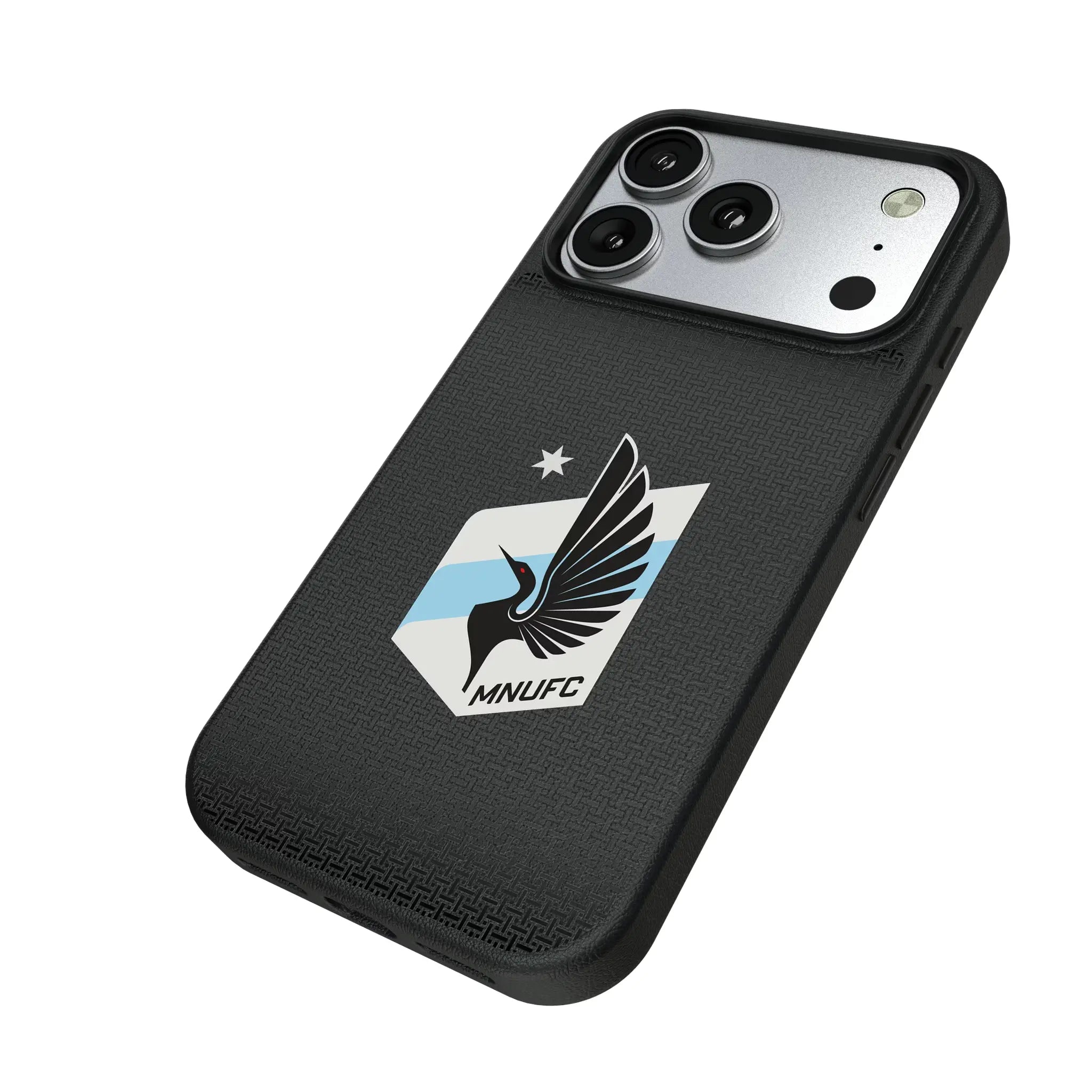 Minnesota United FC Linen iPhone MagSafe Compatible Phone Case for Apple iPhone - Isometric View#Device_iPhone 17 Pro