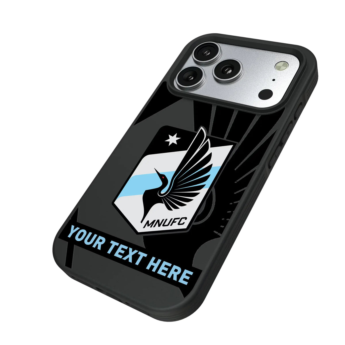 Minnesota United FC Personalized Tilt iPhone Bump Phone Case for Apple iPhone - Isometric View#Device_iPhone 17 Pro