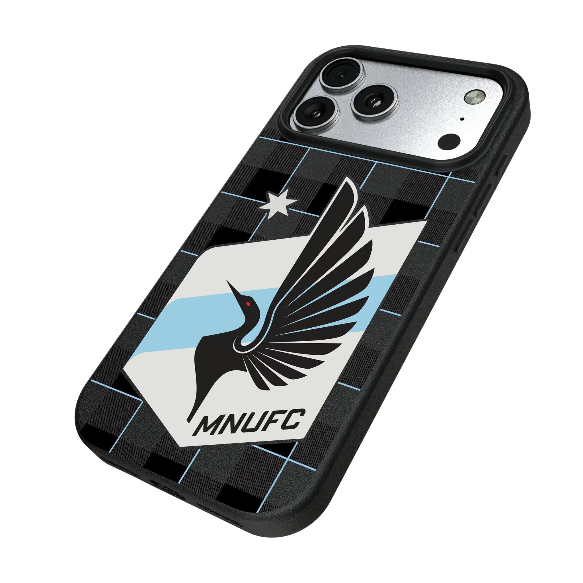 Minnesota United FC Plaid iPhone MagSafe Compatible Phone Case for Apple iPhone - Isometric View#Device_iPhone 17 Pro Max